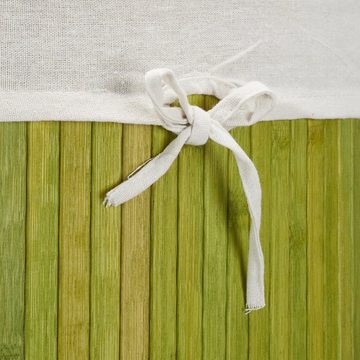 relaxdays Wäschesortierer 2 x Eckwäschekorb Bambus grün