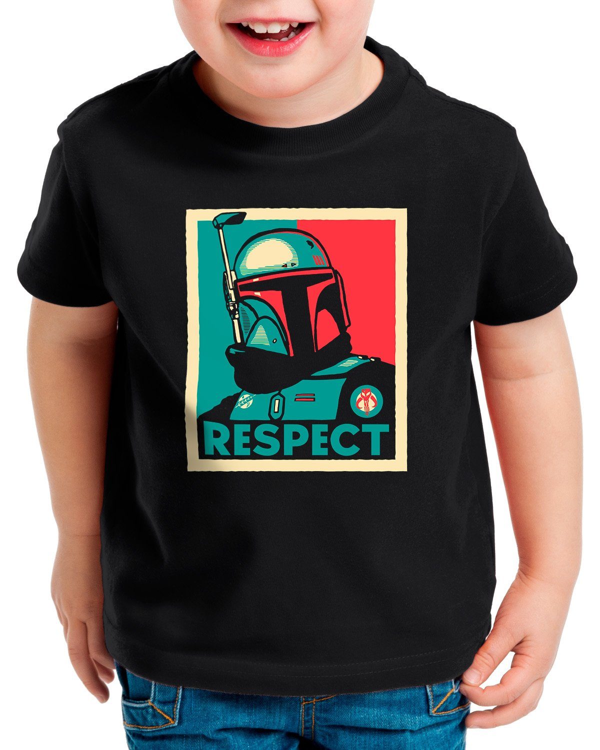 style3 Print-Shirt Kinder T-Shirt Respect yoda wars boba fett mandalorian andor star