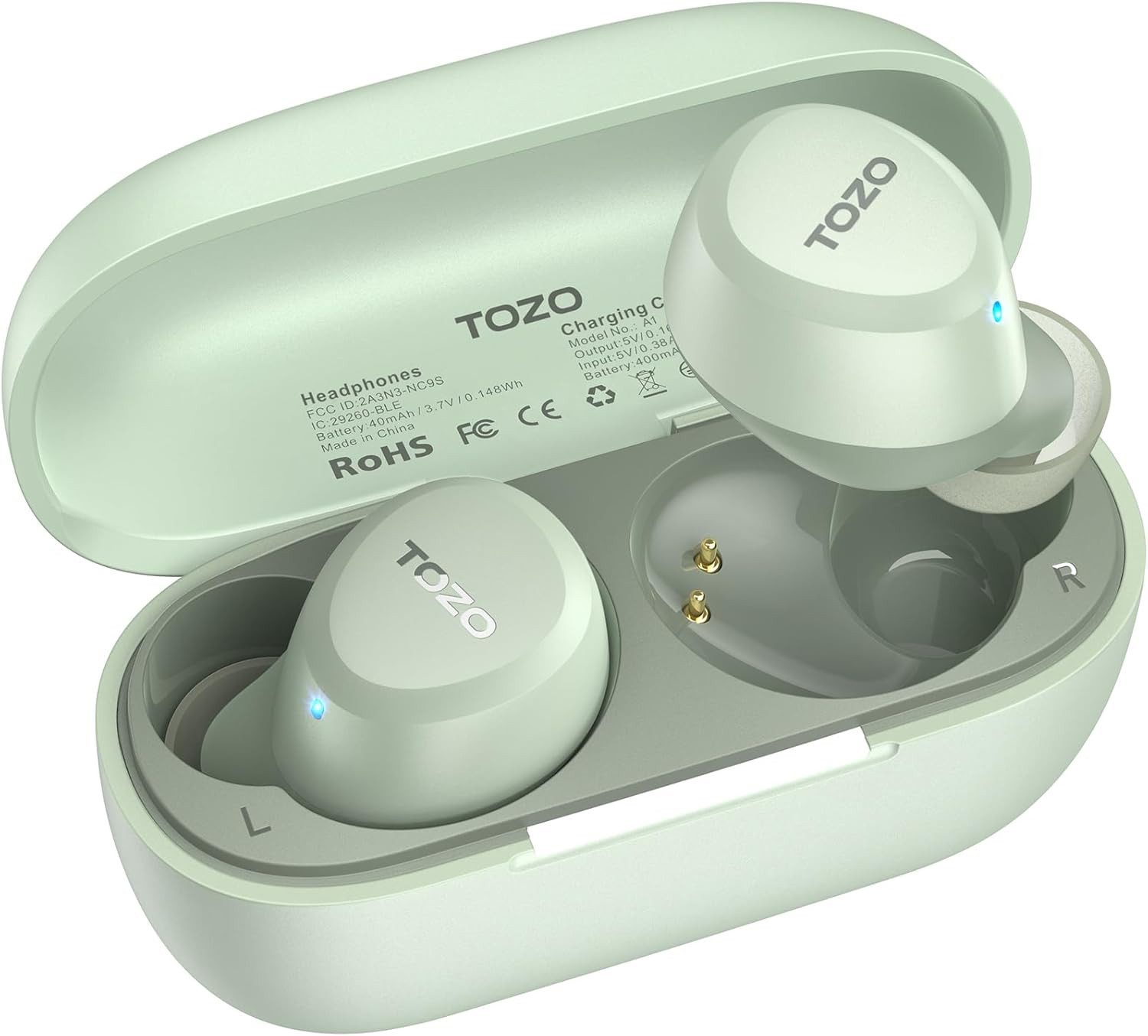 TOZO Ultraleichte Bluetooth Kopfhörer kabellos mit 32 Std. Akkulaufzeit In-Ear-Kopfhörer (TOZO App bietet 32 EQ-Modi zur individuellen Anpassung des Sounds nach persönlichen Vorlieben., Stereo Sound Earbuds mit Touchsteuerung & IPX5 Wasserschutz)