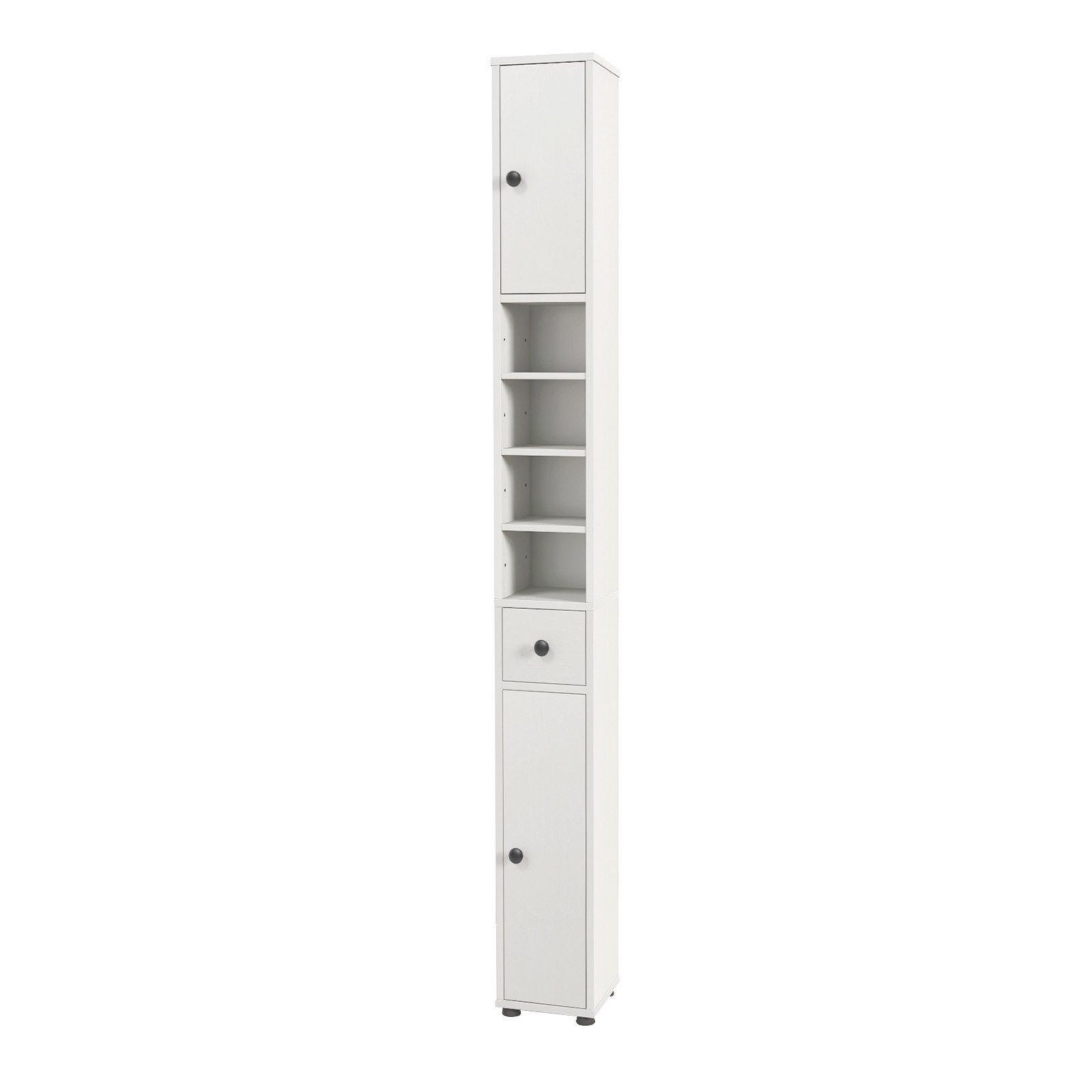 COSTWAY Hochschrank Badschrank schmal, verstellbaren Regal, 20x20x180cm, Weiß
