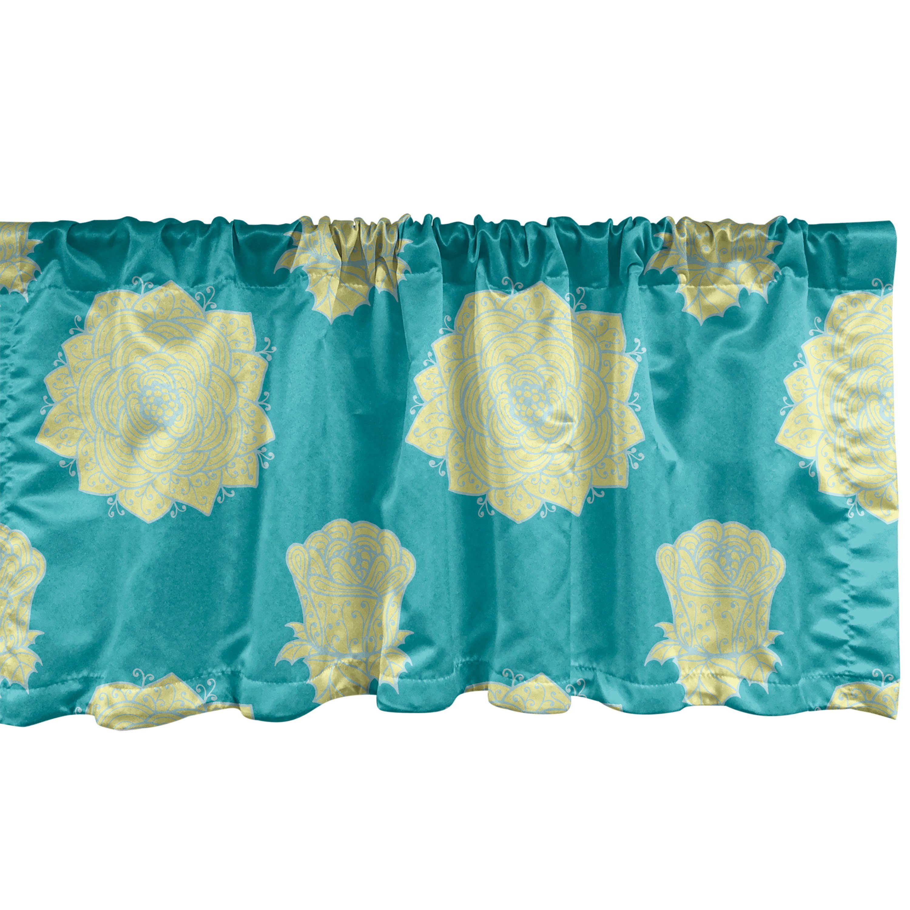 Scheibengardine Vorhang Volant für Stangentasche, Küche Übersicht Abakuhaus, Dekor mit Detail Schlafzimmer Microfaser, Blumen Rose