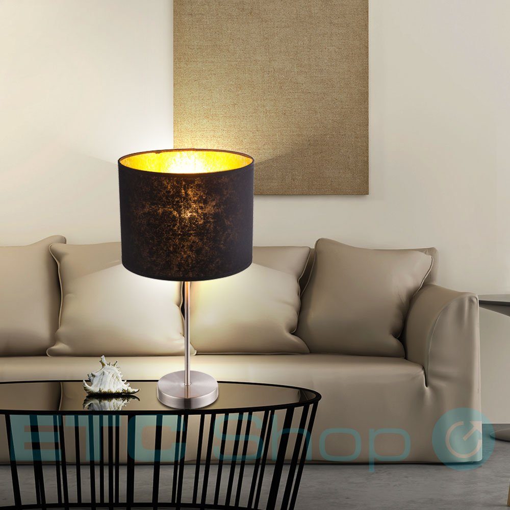 Leuchtmittel Textil etc-shop Lese Wohn Tisch Zimmer Lampe inklusive, Tischleuchte, Lampe Beleuchtung nicht schwarz Schalter