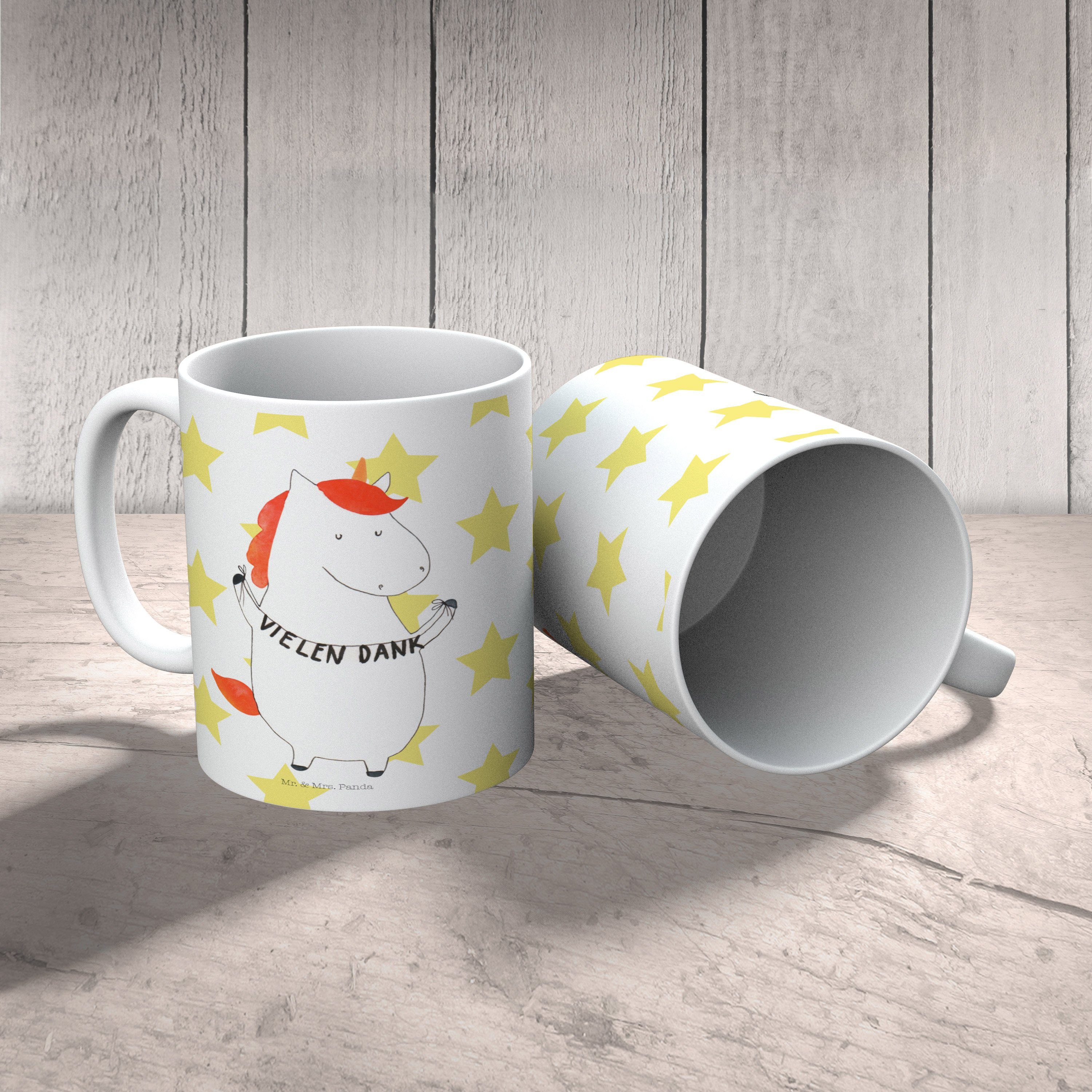 Geschenk, Vielen Büro Kaffeetasse, Weiß Tasse Mrs. - Panda Tasse, - Dank Mr. & Einhorn Tasse, Keramik