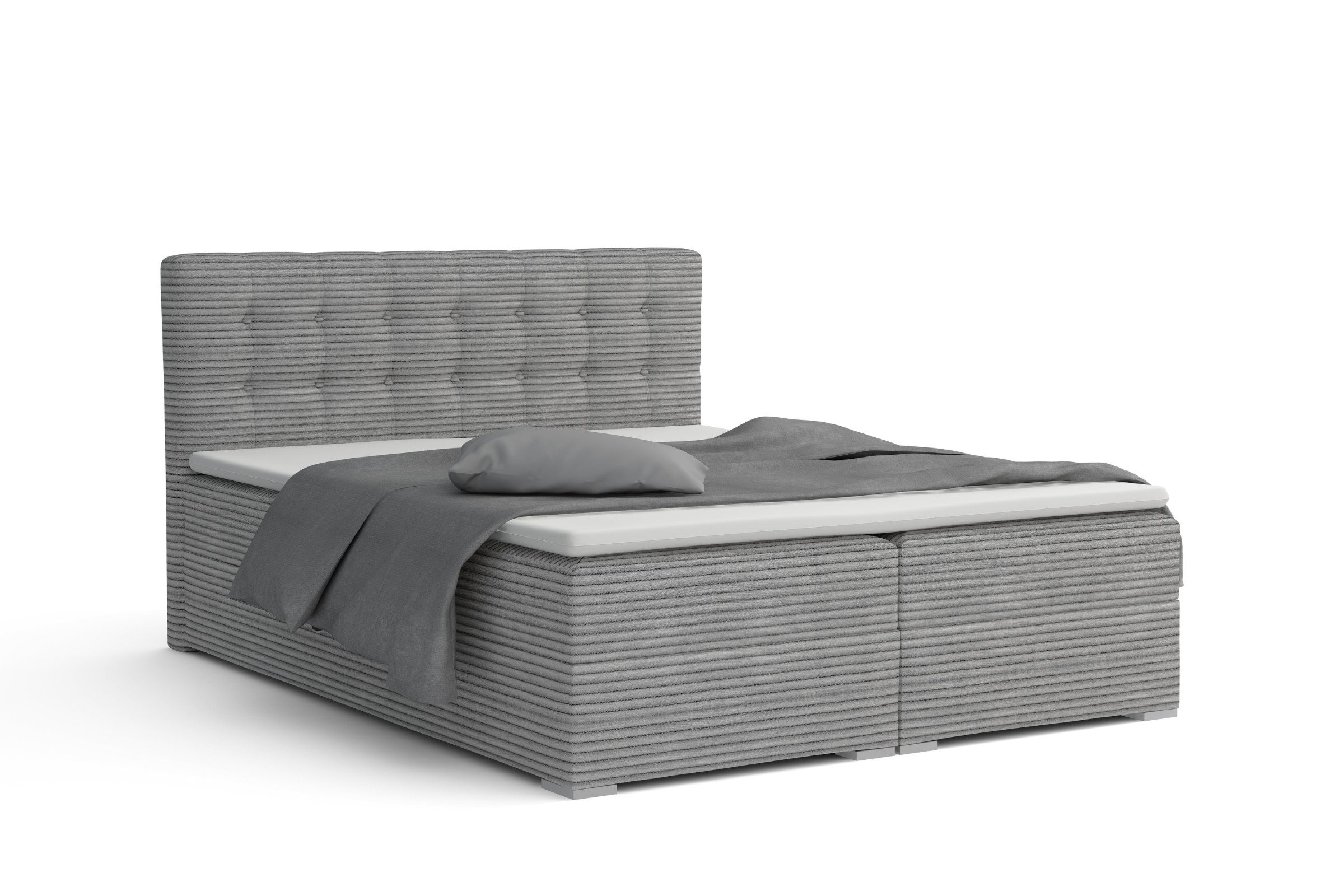 Deine Möbel 24 Boxspringbett CYNTHIA Boxbett Polsterbett Matratzen H3 oder H4 (Set, 3-St., Cord Cord-Samt 140x200 160x200 180x200 200x200), inkl. Bettkasten Topper Matratzen H3 H4