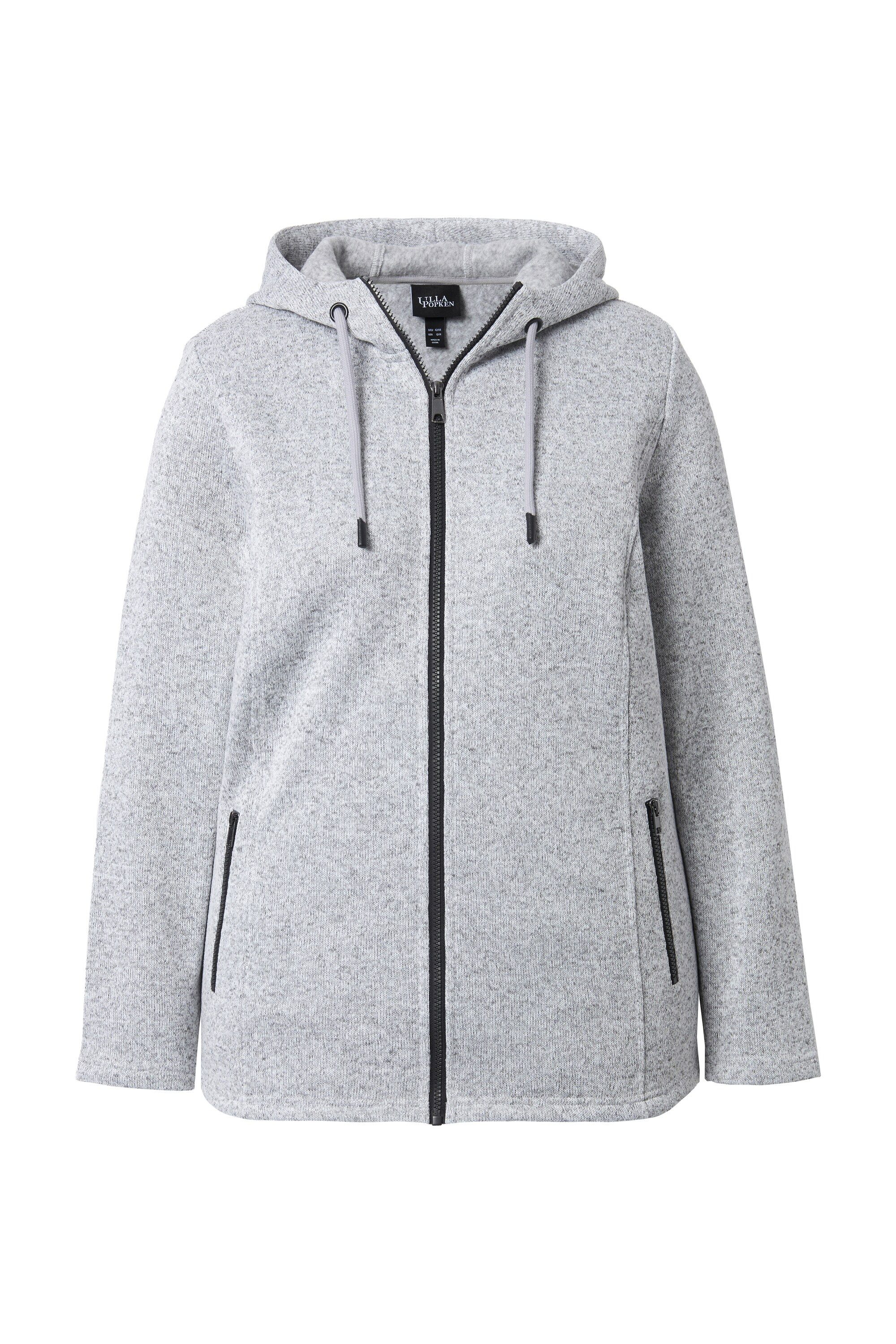 Ulla Popken Sweatjacke Strickfleece-Jacke Kapuze Reißverschlusstaschen günstig online kaufen