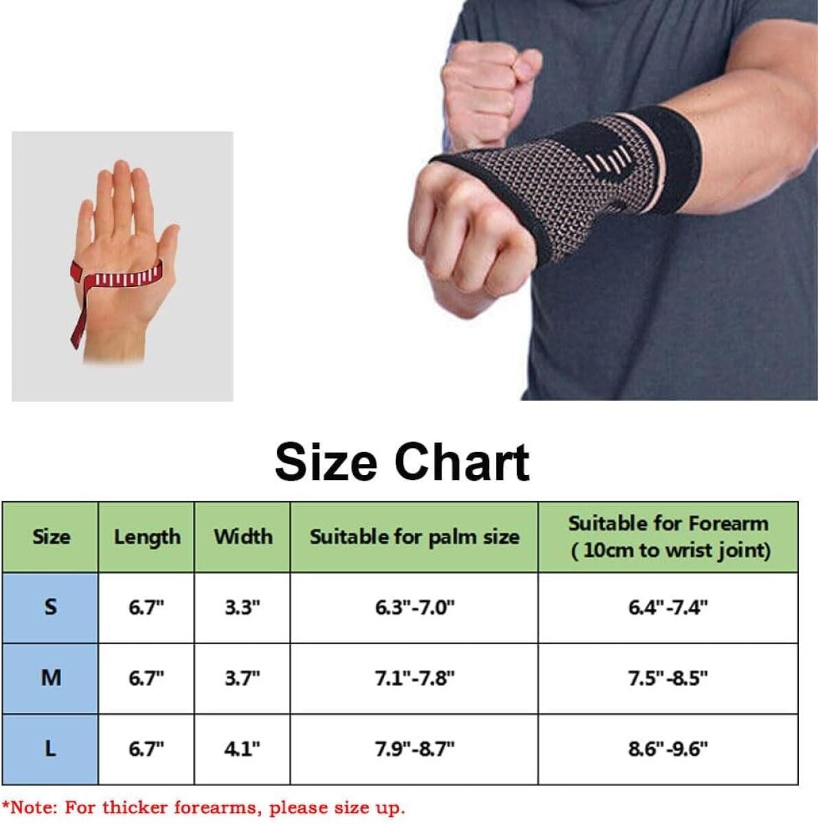 FELIXLEO Armbandage Handgelenk Bandage Schiene Copper Sport Fitness Krafttraining (2-tlg)
