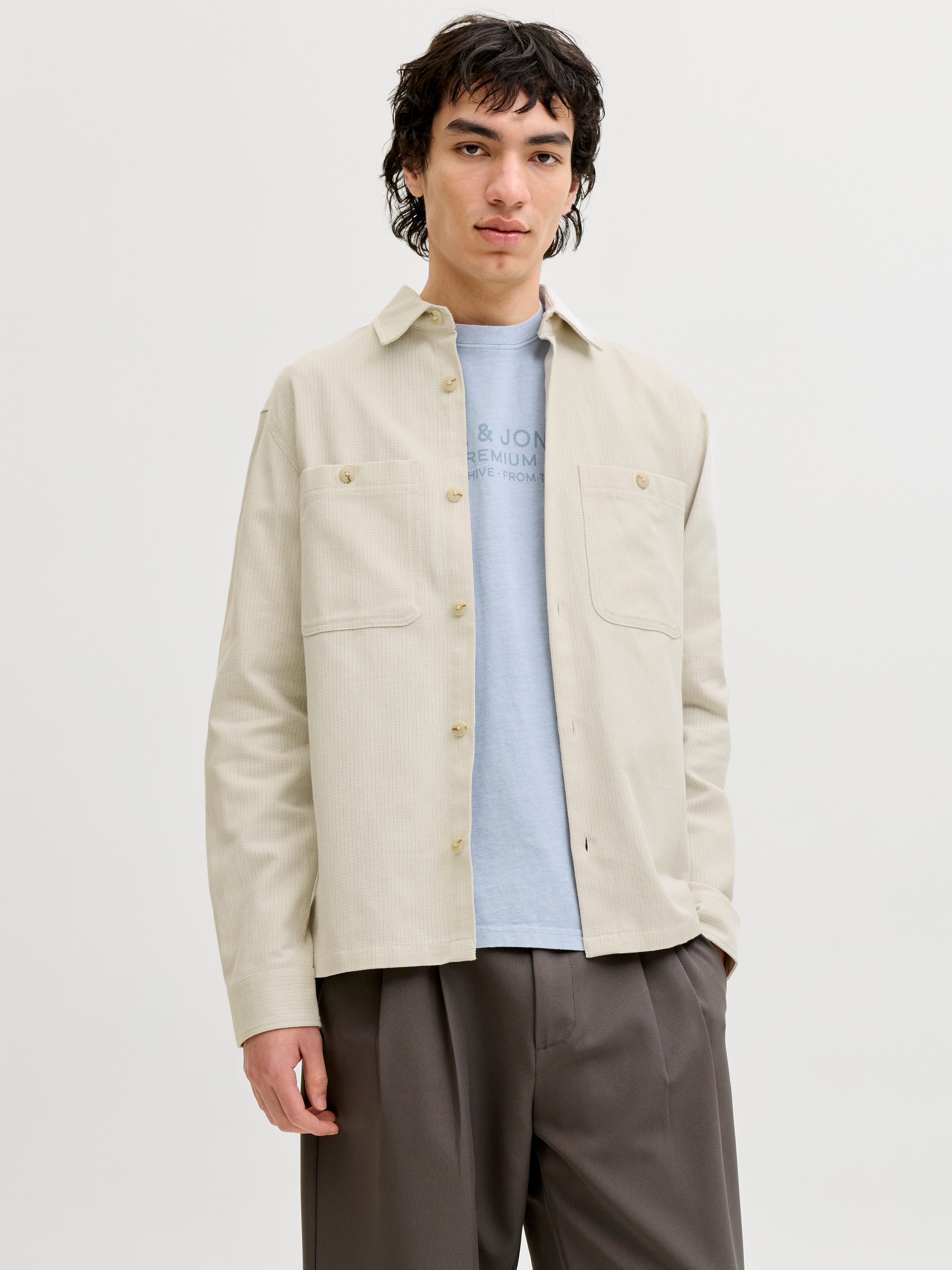 Jack & Jones Langarmhemd JPRBLURAYLE LINEN BL. SOLID LS SHIRT SN