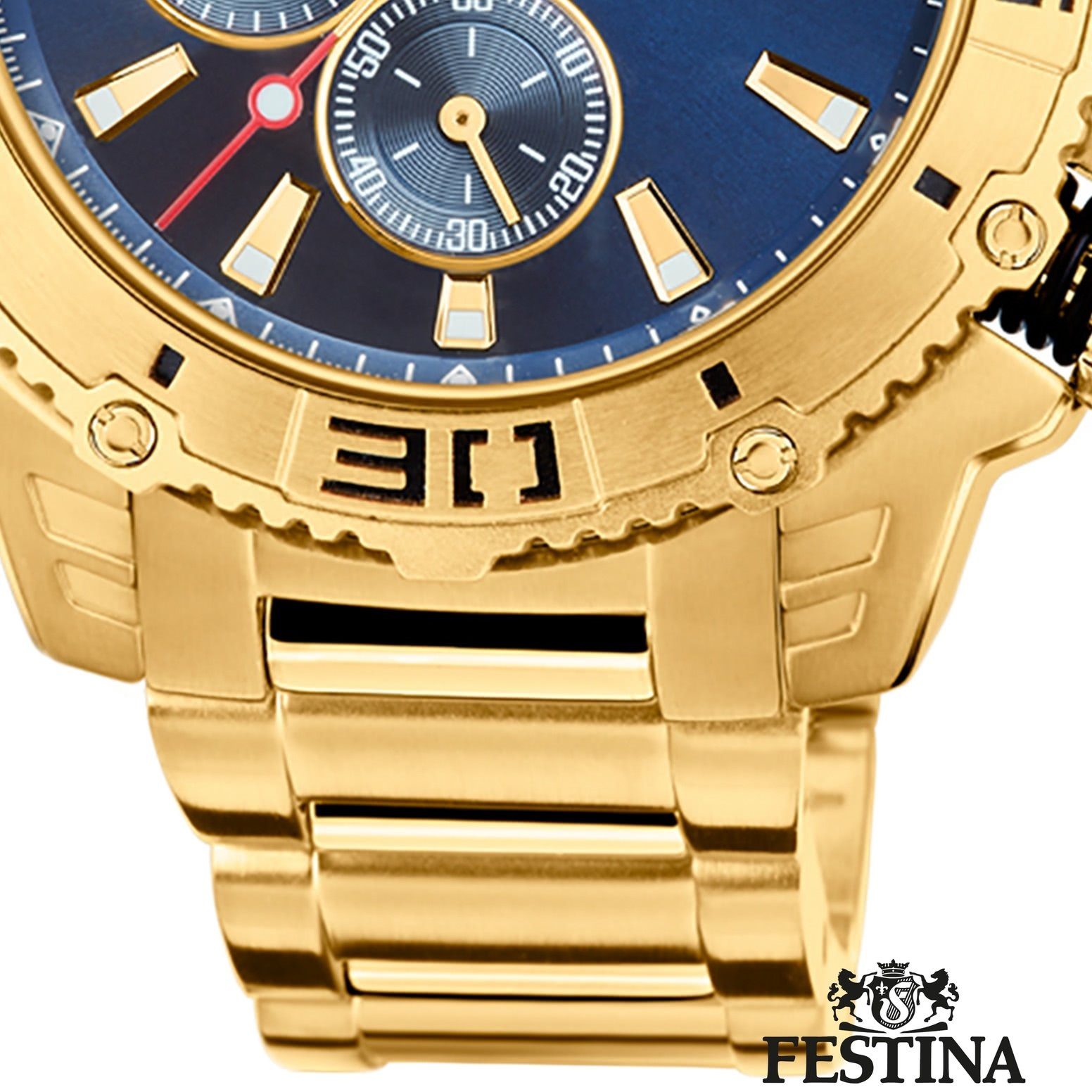 Festina Quarzuhr Festina Herren Uhr F20492/2 Edelstahl, (Analoguhr), Herren Armbanduhr tonneau, rund, Edelstahlarmband gold