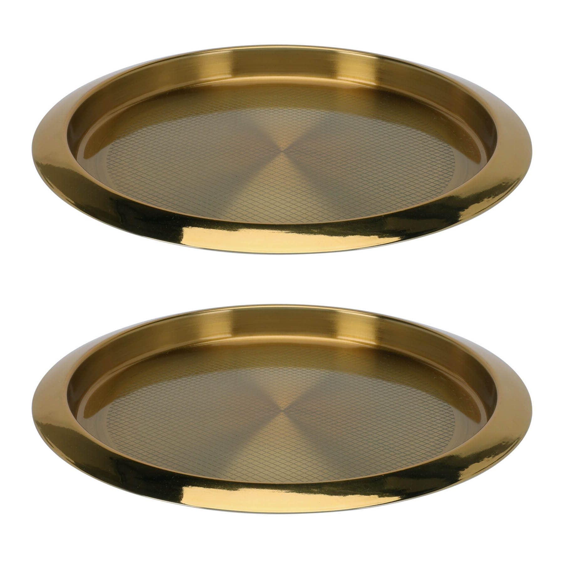 VOSSBACH Servierplatte Serviertablett Frühstückstablett Dekotablett Kellnertablett, Edelstahl, (2-tlg), Rund ø 35 cm Gold