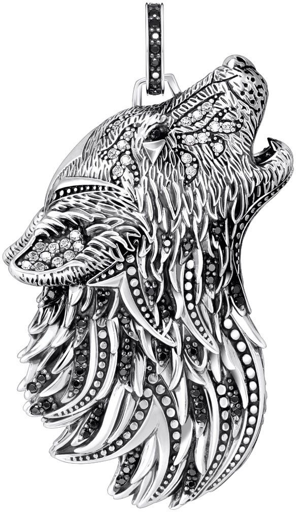 THOMAS SABO Kettenanhänger Wolf-Profil, mit Zirkonia (synth)
