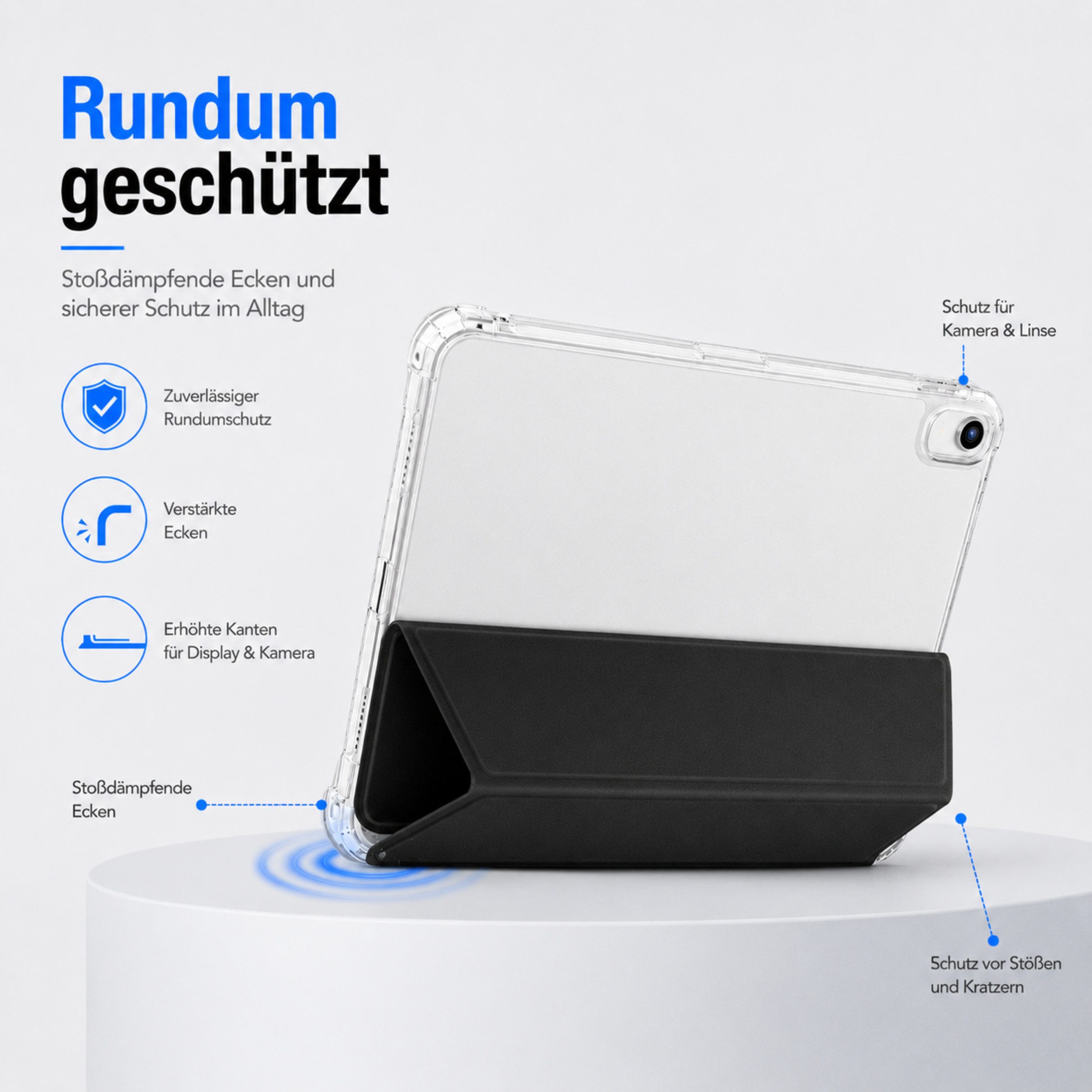 PlugUp Tablet-Hülle iPad Air 11" M4/M3/M2(2026/2025/2024), iPad Air 10,9" 5/4 Gen 2022/20 10,9/11 Zoll, iPad Air Hülle mit Stifthalter, dünn & transparente Rück – Bild 5 von 5