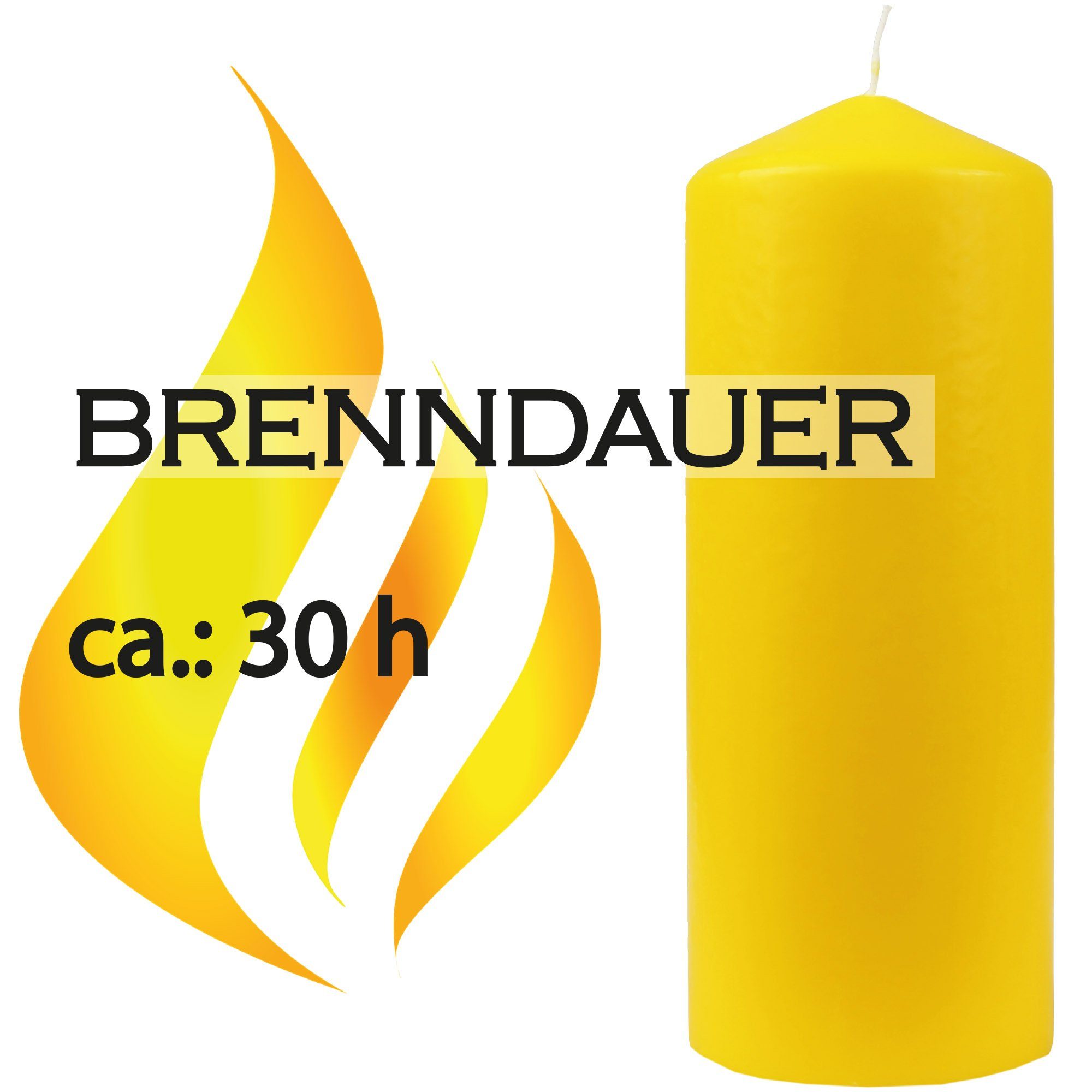 Wachskerzen 13,5cm Farben Gelb Kerze Blockkerze x Ø6cm vielen HS (3-tlg), Stumpenkerze - Candle in