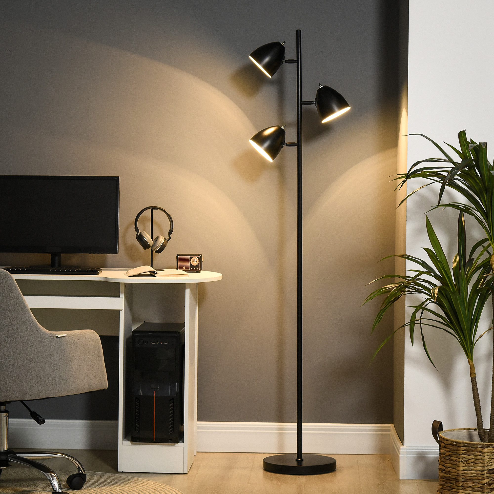 HOMCOM Stehlampe Stehleuchte mit 3 Verstellbar günstig online kaufen