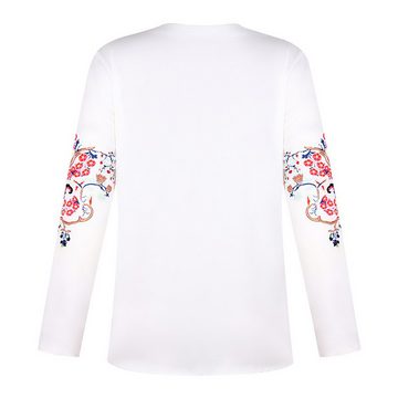 RUZU UG Blusentop Shirtbluse Trendiges bedrucktes,lockeres Button-Down-Langarmshirt