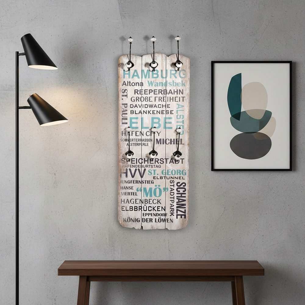 Mucola Wandgarderobe Wandgarderobe Garderobenpaneel Wandpaneel Flurgarderobe Weiß Haken (Stück, 1 St., Paneel), Unkomplizierte Befestigung an der Wand