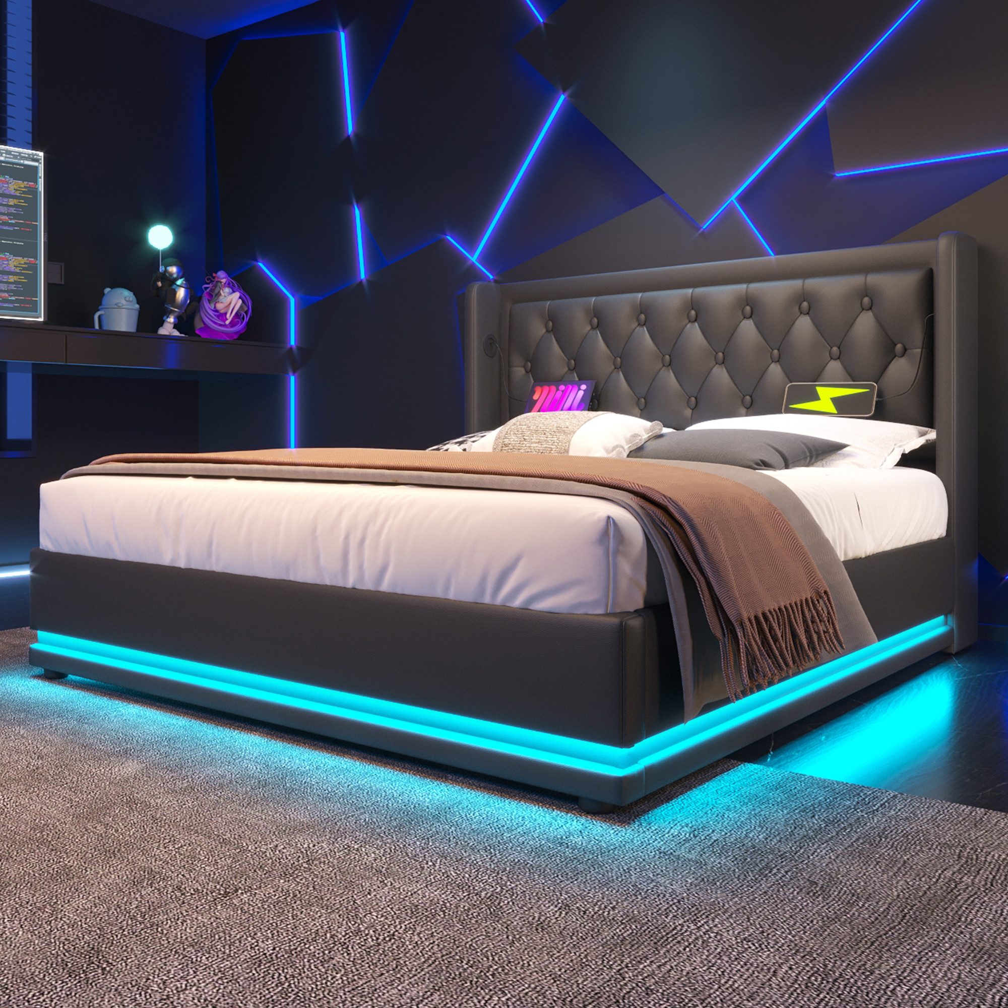 MODFU Polsterbett mit Stauraum Ladefunktion (170x210x101CM,Inklusive-Matrat günstig online kaufen