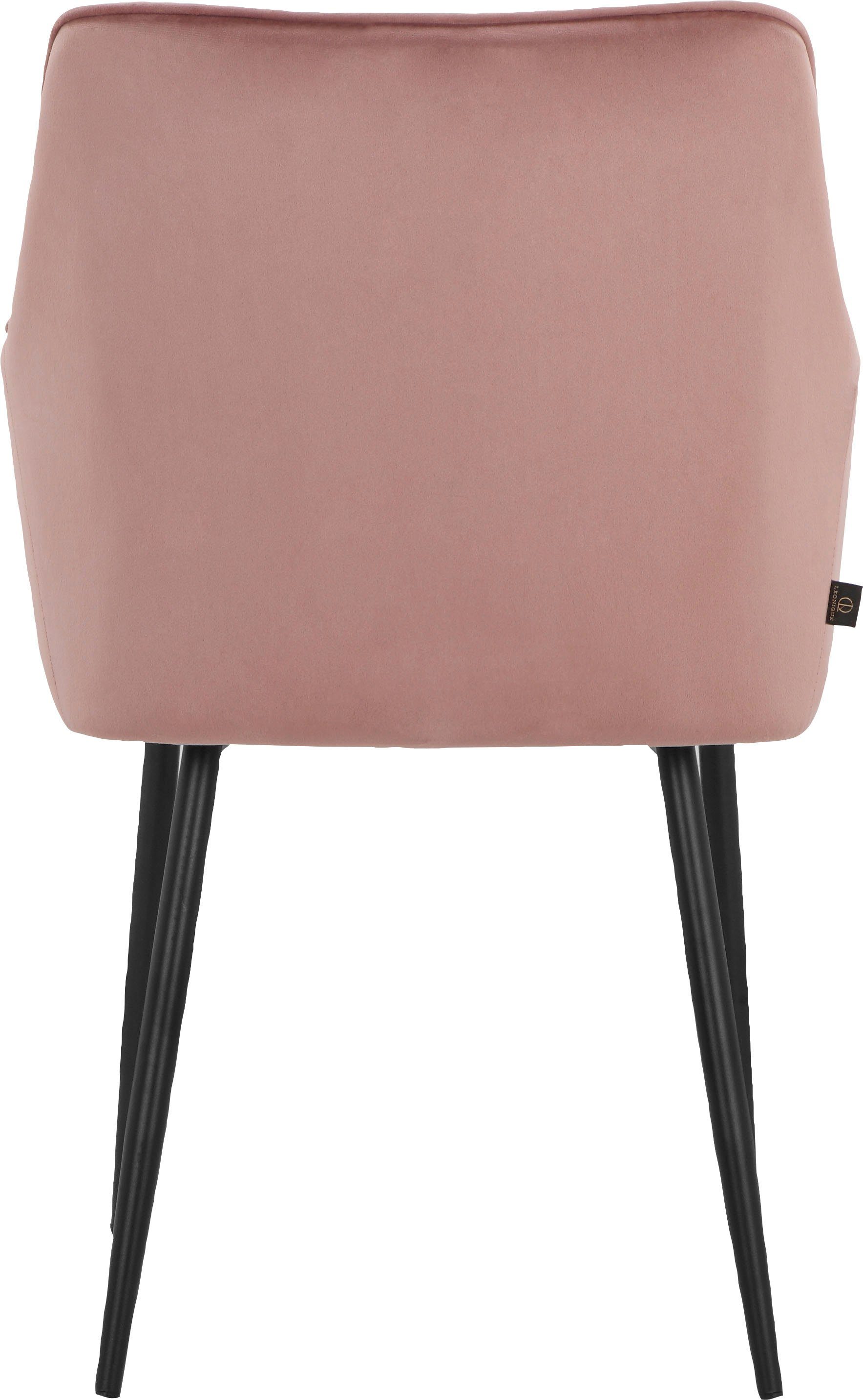 Leonique rosa rosa/schwarz in Armlehnstuhl 50cm Sitz Sitzhöhe Montmerle gepolstert, und Steppung, Velourstoff Rücken (2 mit St), |