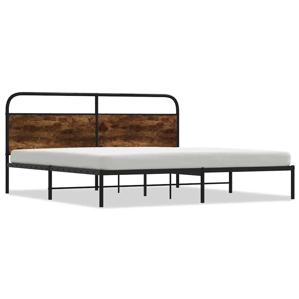 vidaXL Bett Metallbett ohne Matratze Räuchereiche günstig online kaufen