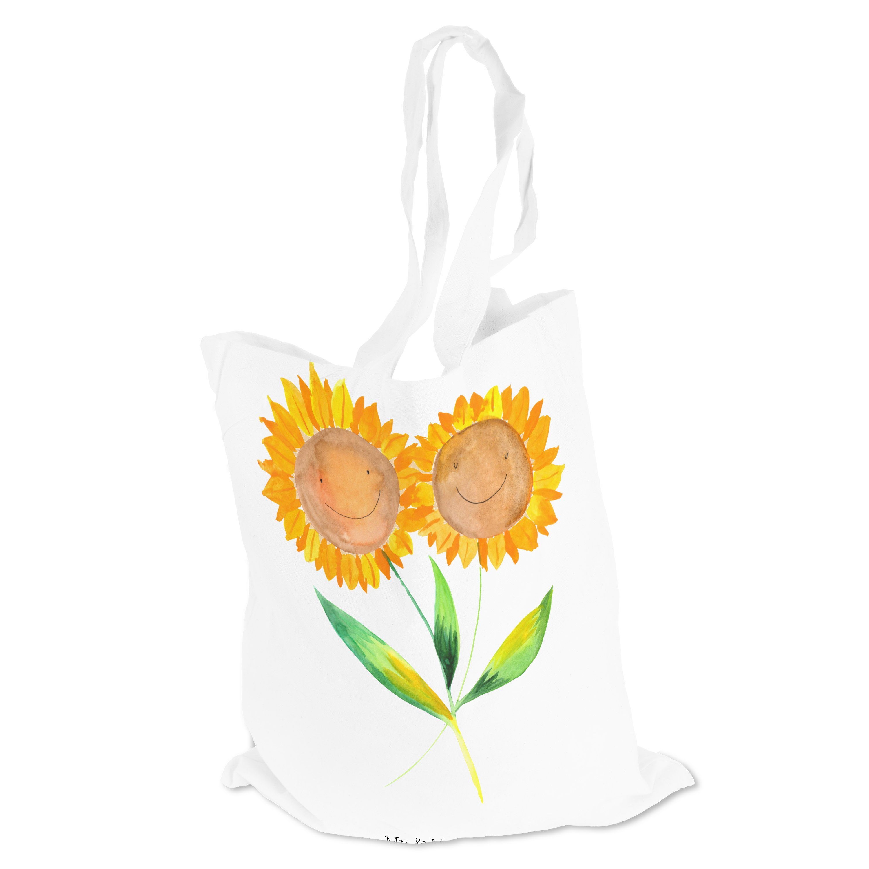 (1-tlg) Pflanz Panda & Sonnenblume Einkaufstasche, Tragetasche Mr. - - Geschenk, Mrs. Blumen, Beutel, Weiß
