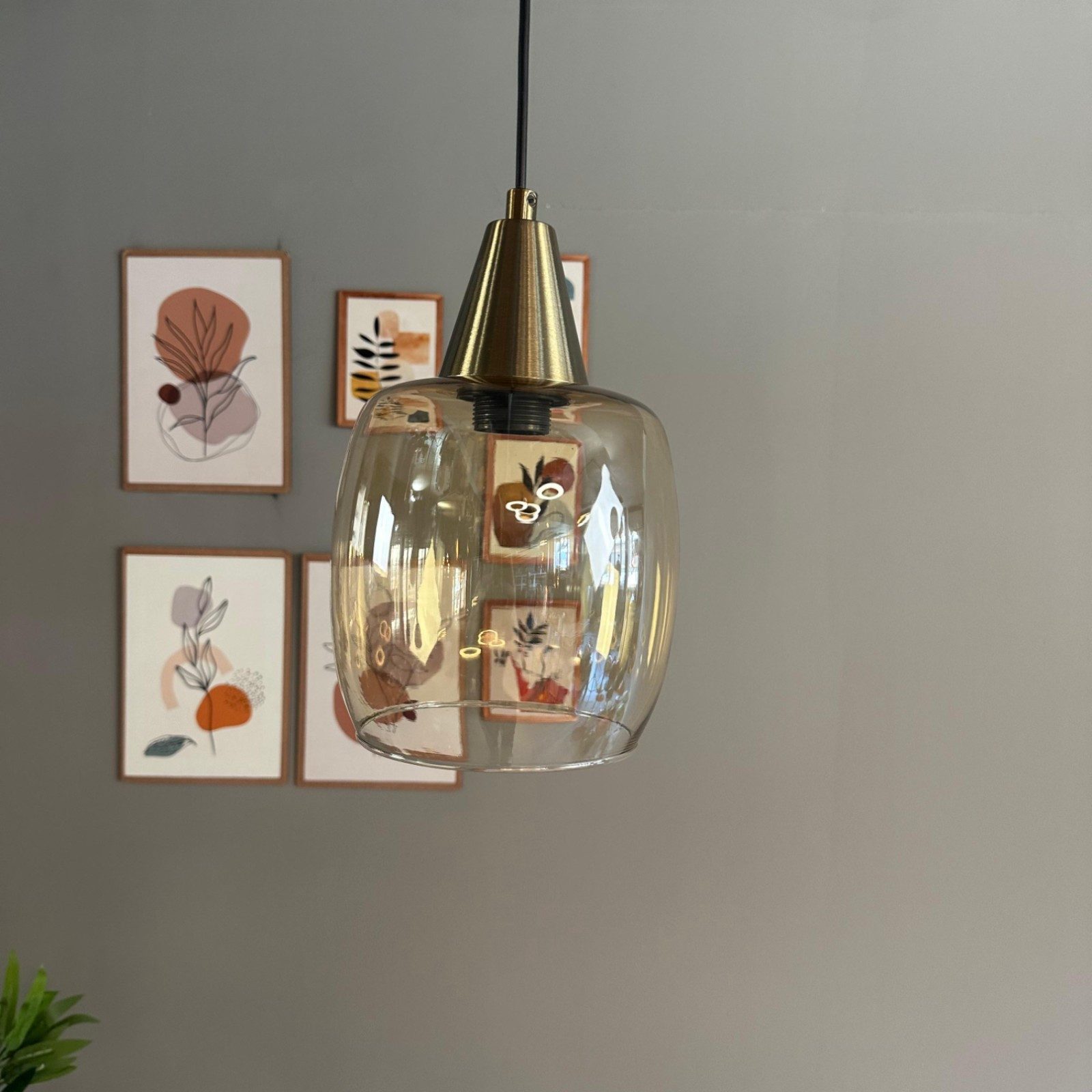 Bamyum Pendelleuchte Pendelleuchte Pearl Glas Ø16cm, Retro Hängelampe, ohne Leuchtmittel