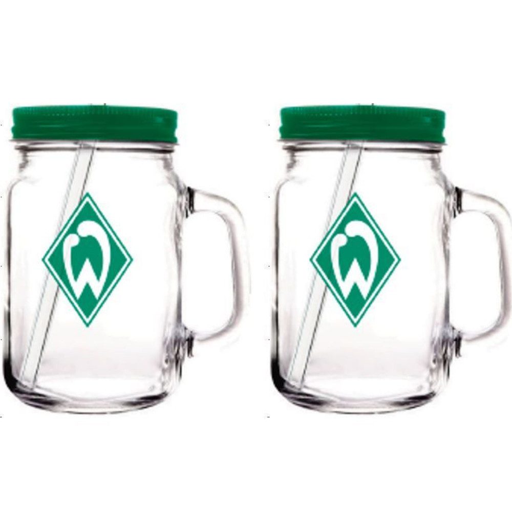Werder Bremen Glas SV Werder Bremen Trinklas 2er-Set, Glas, Kunststoff, Metall