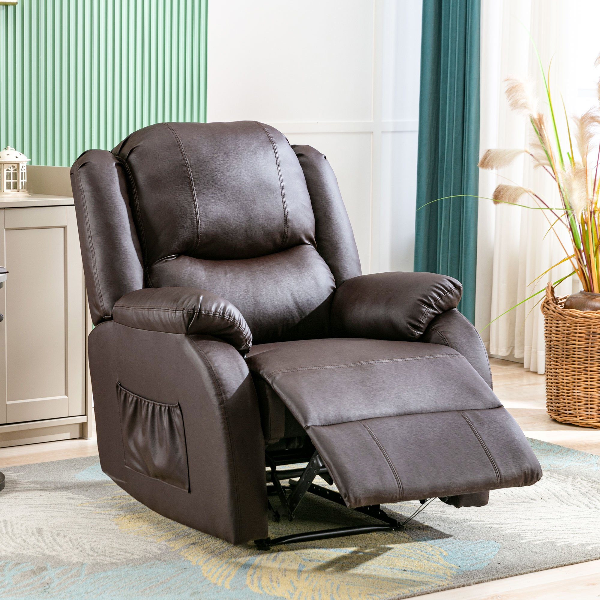 OKWISH TV-Sessel mit Liegefunktion,Relaxsessel mit Stoffbezug,Fernsehsessel  verstellbar