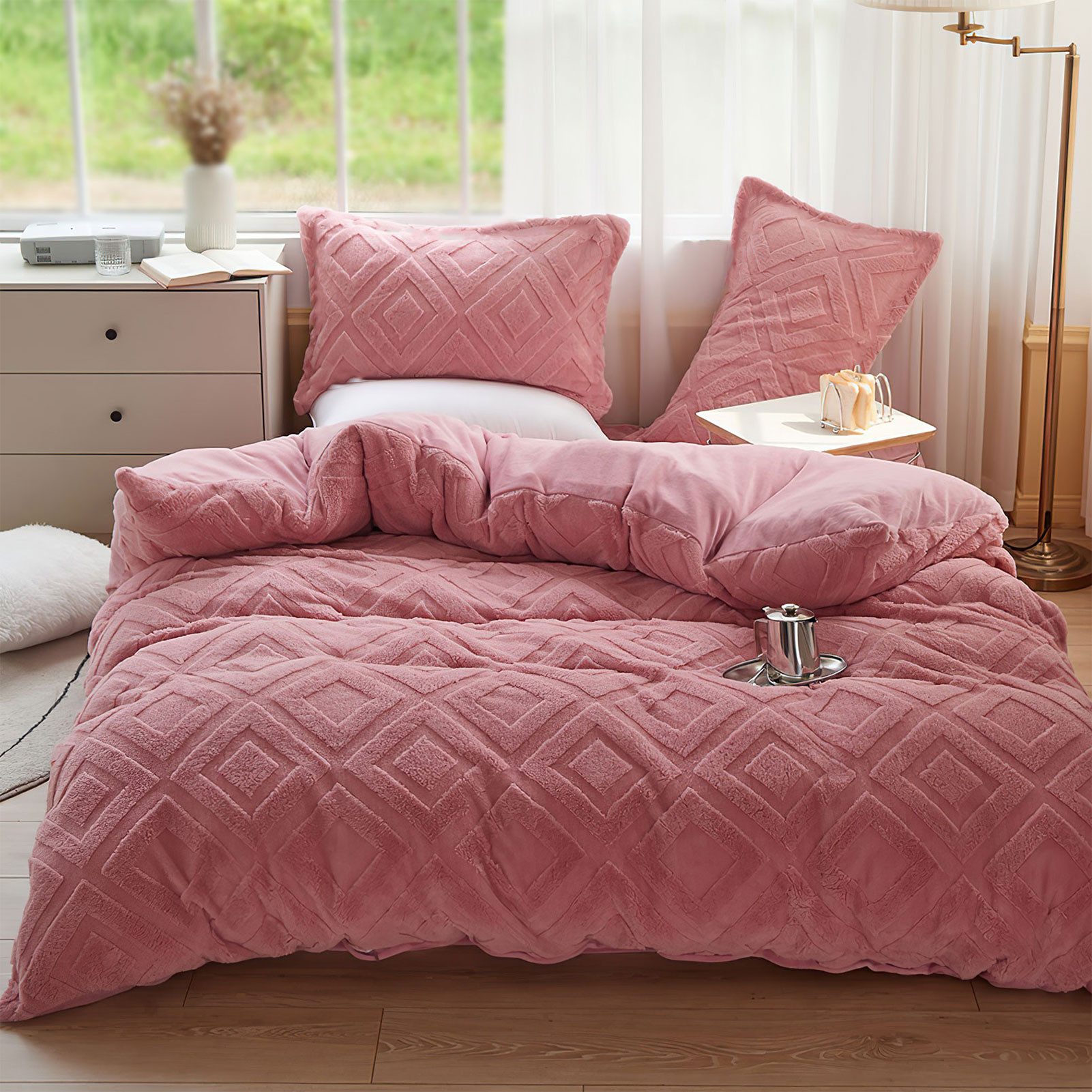 KEAYOO Bettwäsche TF, Polyester, 2 teilig, Flauschig warmes Teddy Plüsch warm für Winter