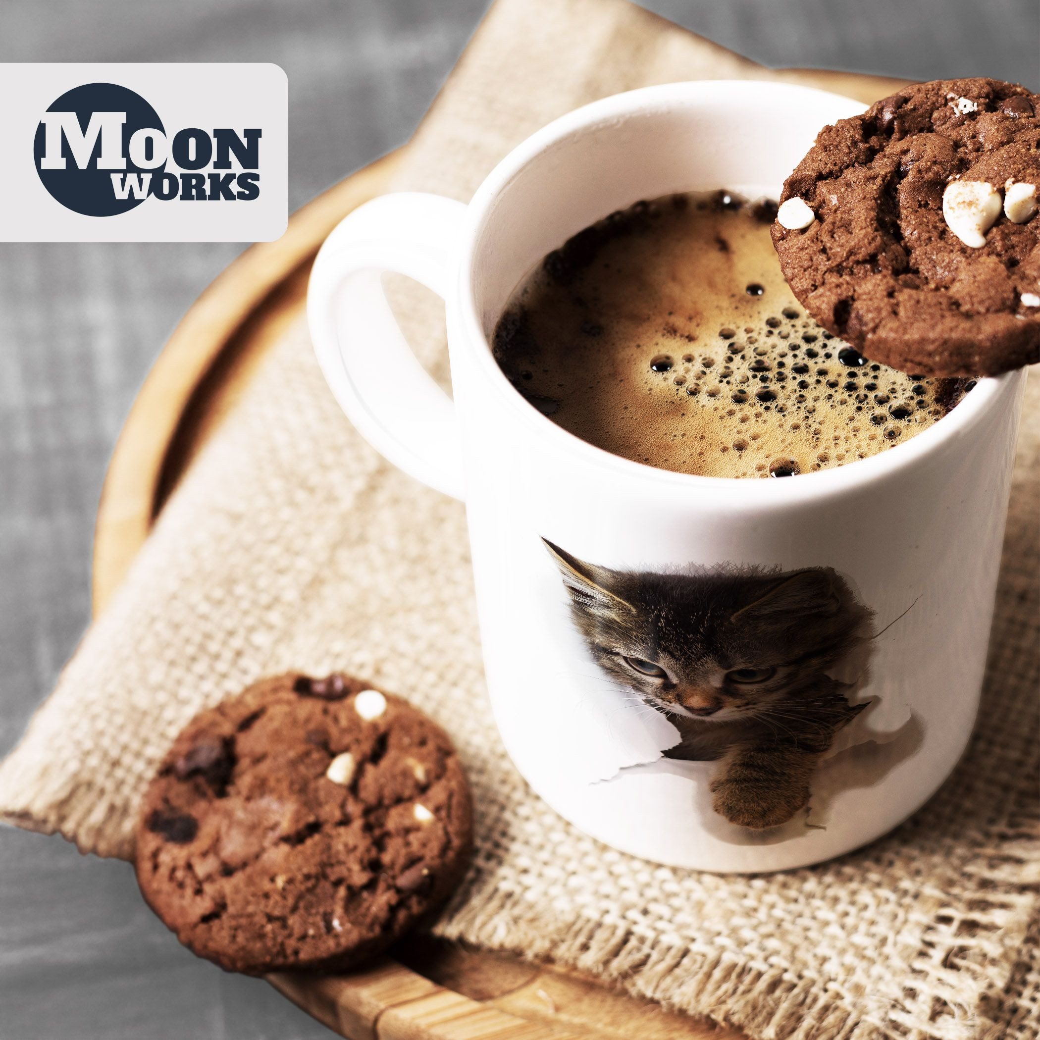 MoonWorks Tasse Tasse 3D Effekt Katze Durchbruch-Optik Bürotasse lustige Kaffeebecher, Keramik – Bild 4 von 5