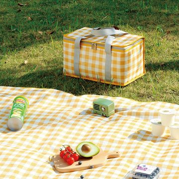 AUKUU Lunchbox Große Große karierte Isoliertasche Outdoor Reise Picknicktasche, verdickte faltbare Lunchtasche quadratische Lunchbox