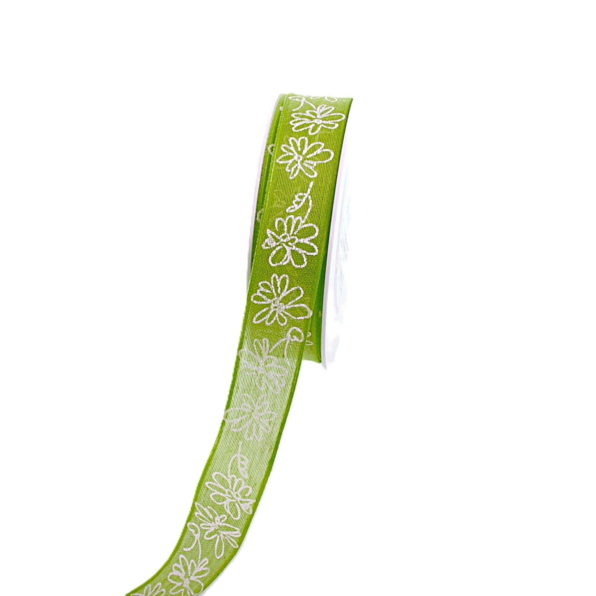 Deko AS Geschenkband Dekoband "Fleur Blanche" maigrün 25mm 20m 6357-25-20-956, mit Drahtkante