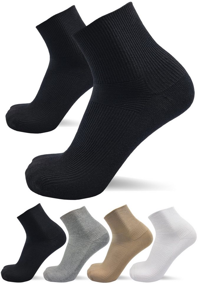 sogzz Diabetikersocken 6-12 Paar Kurzsocken ohne Gummi ohne Naht 80% Baumwolle Damen Herren (Diabetiker Socken kurz ohne Gummibund, 12-Paar)