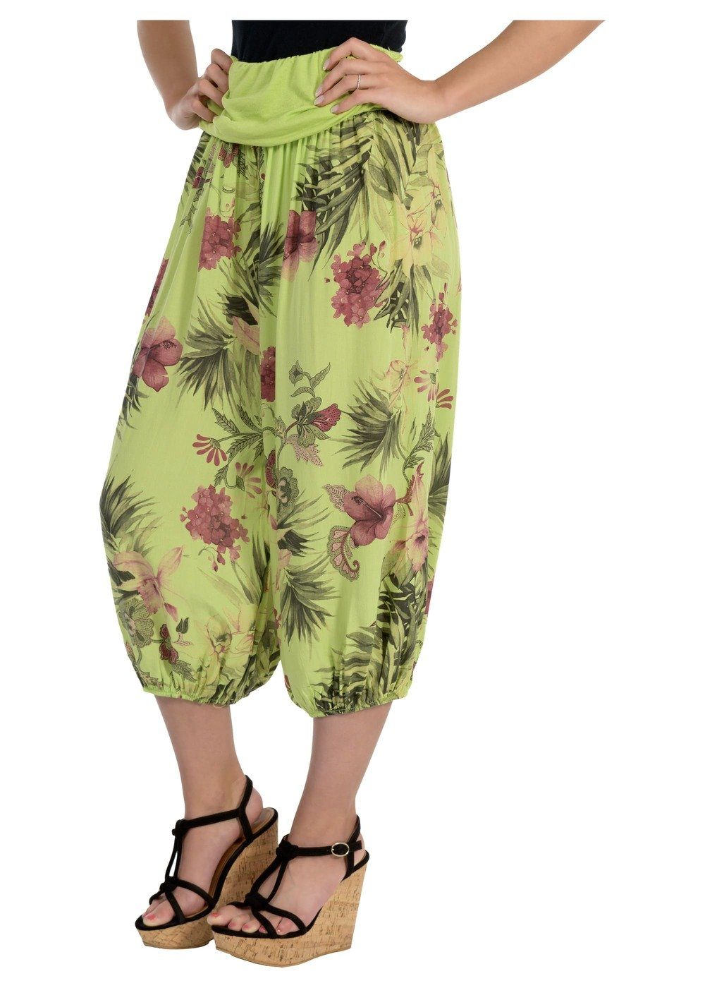Einheitsgröße more Aladinhose hellgrün floralem mit malito 8938 than Haremshose Muster fashion
