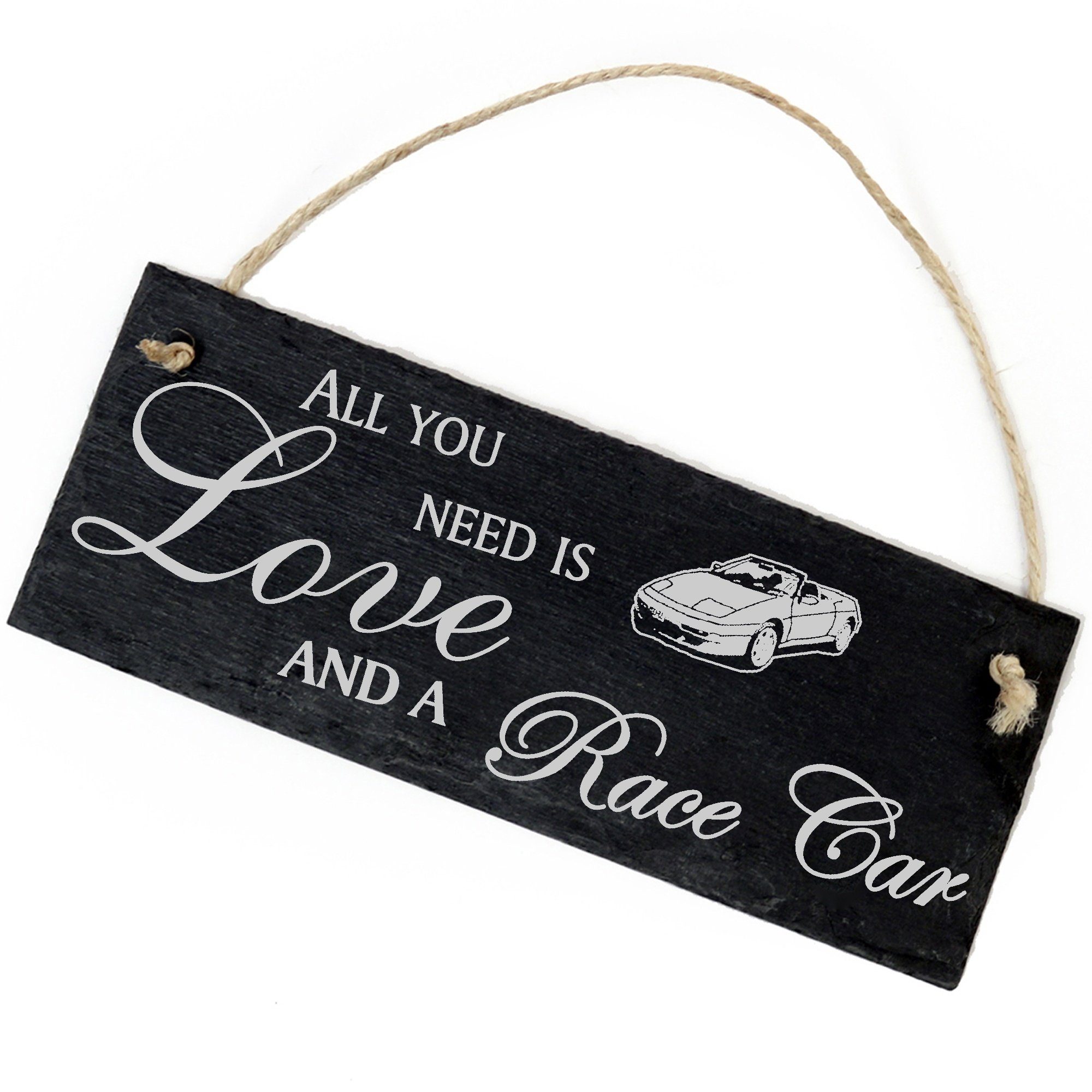 Dekolando Hängedekoration Rennauto 22x8cm All you need is Love and a Race Car