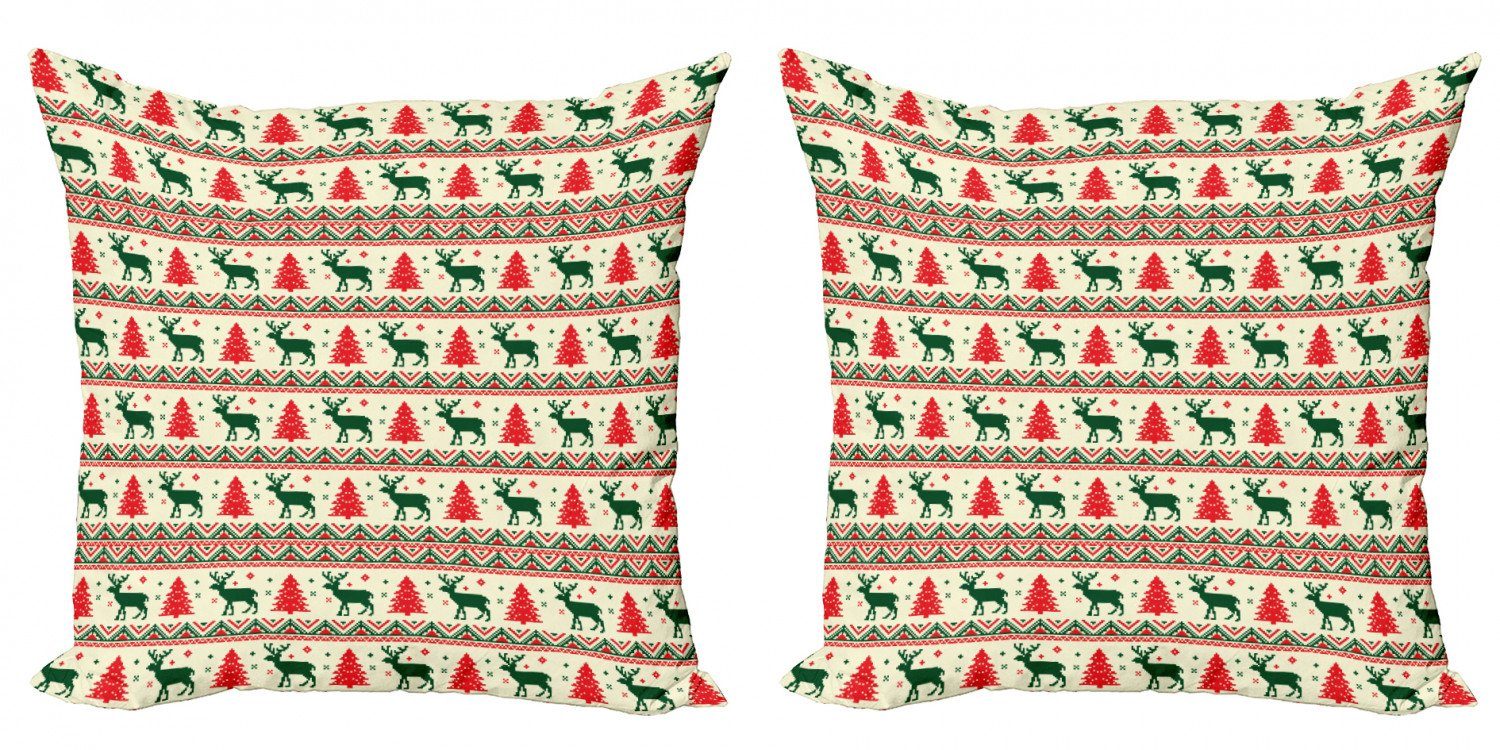 Kissenbezüge Modern Accent Stück), nordisch Abakuhaus Pixel Art Doppelseitiger Weihnachten Digitaldruck, (2