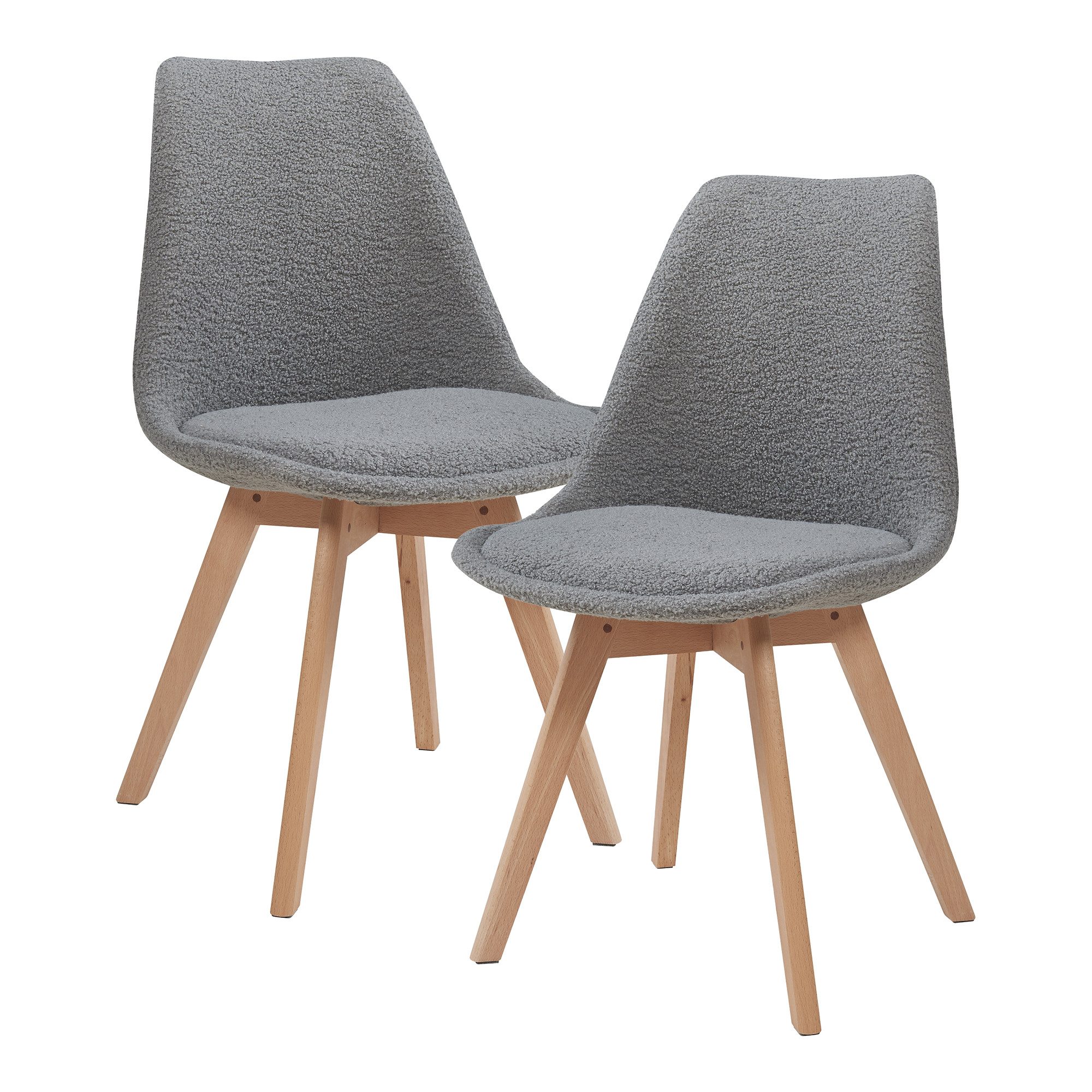 en.casa Esszimmerstuhl (Set, 2 St), »Fläten« mit Massivholzbeinen Bouclé Gr günstig online kaufen