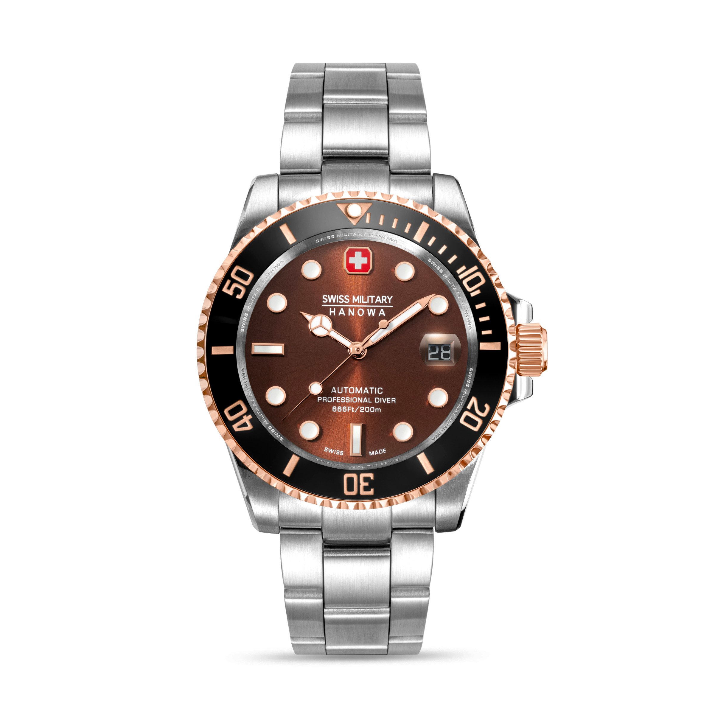 Swiss Military Hanowa Automatikuhr Sealord SMWGL0006360, Armbanduhr, Herrenuhr, Swiss Made, Mechanische Uhr, Edelstahlarmband