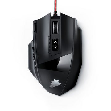 Titanwolf Gaming-Maus (kabelgebunden, 1000 dpi, USB MMO Mouse mit 16400dpi, 18 programmierbare Tasten, Gewichte)