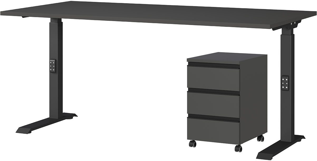 GERMANIA Büromöbel-Set Lemont, (2-tlg), Set bestehend aus höhenverstellbarem Schreibtisch und Rollcontainer
