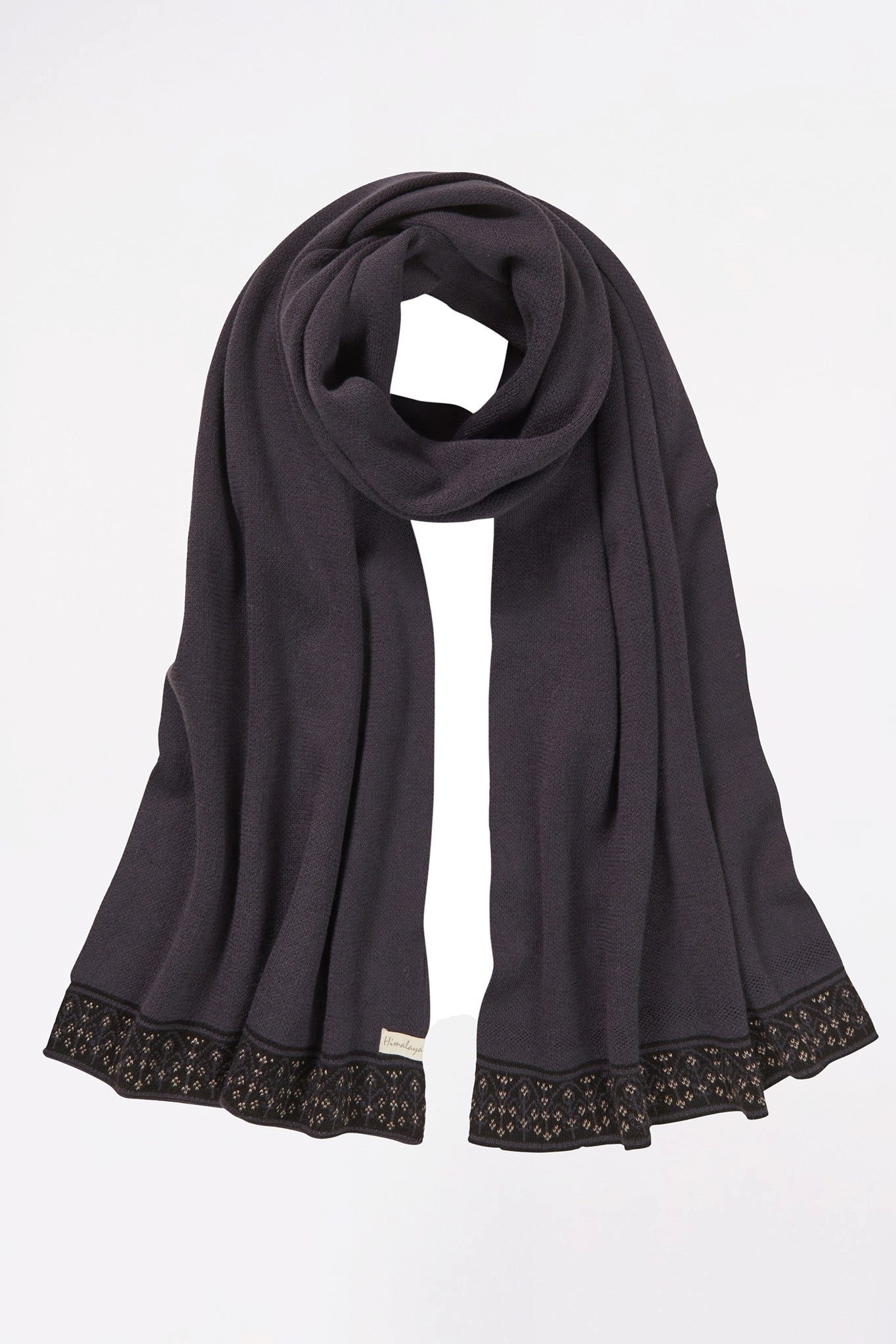 Strickschal Edler Schal Damen aus Bio-Baumwolle mit dekorativer Jacquard-Bordüre
