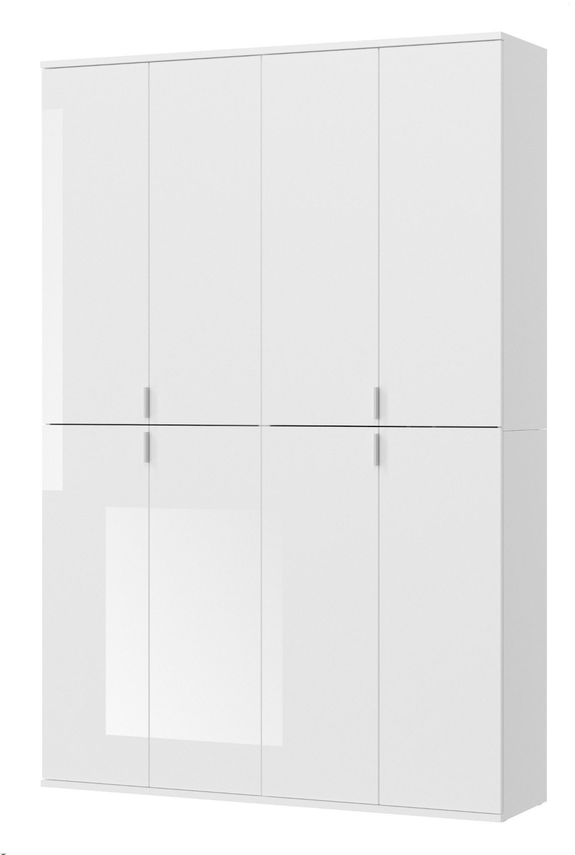 Inn.Furn Kompaktgarderobe SystemX (Garderobe und Schuhschrank in weiß Hochglanz, 122 x 193 cm) variable Inneneinteilung