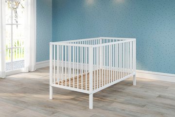 trendteam Babybett »Universal«, 1-tlg., Baby-Bett mit Gitterbettseiten aus Massivholz, inkl. Lattenrost, Schlupfsprossen