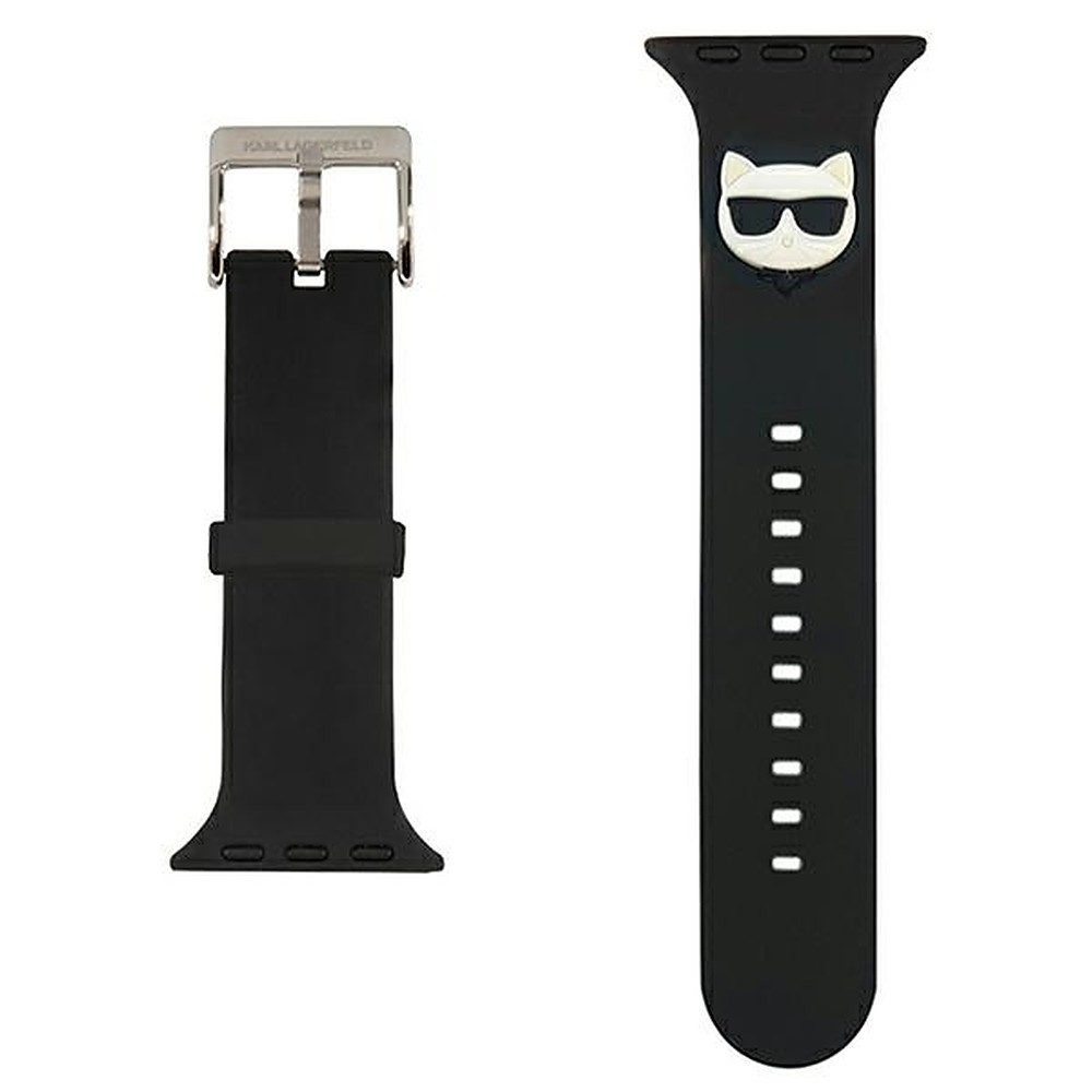 KARL LAGERFELD Smartwatch-Armband Wechselarmband Sportarmband Ersatzarmband, Silikon, Choupette-Motiv, Dornschließe, Lizenzprodukt
