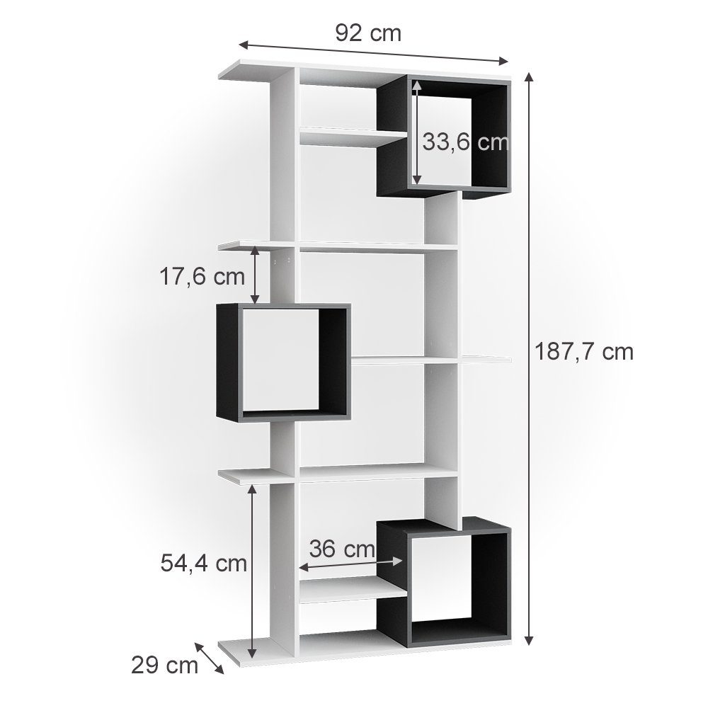grau Würfelregal Fächer weiß weiß Standregal 9 | Weiß/Anthrazit Vicco Raumteiler