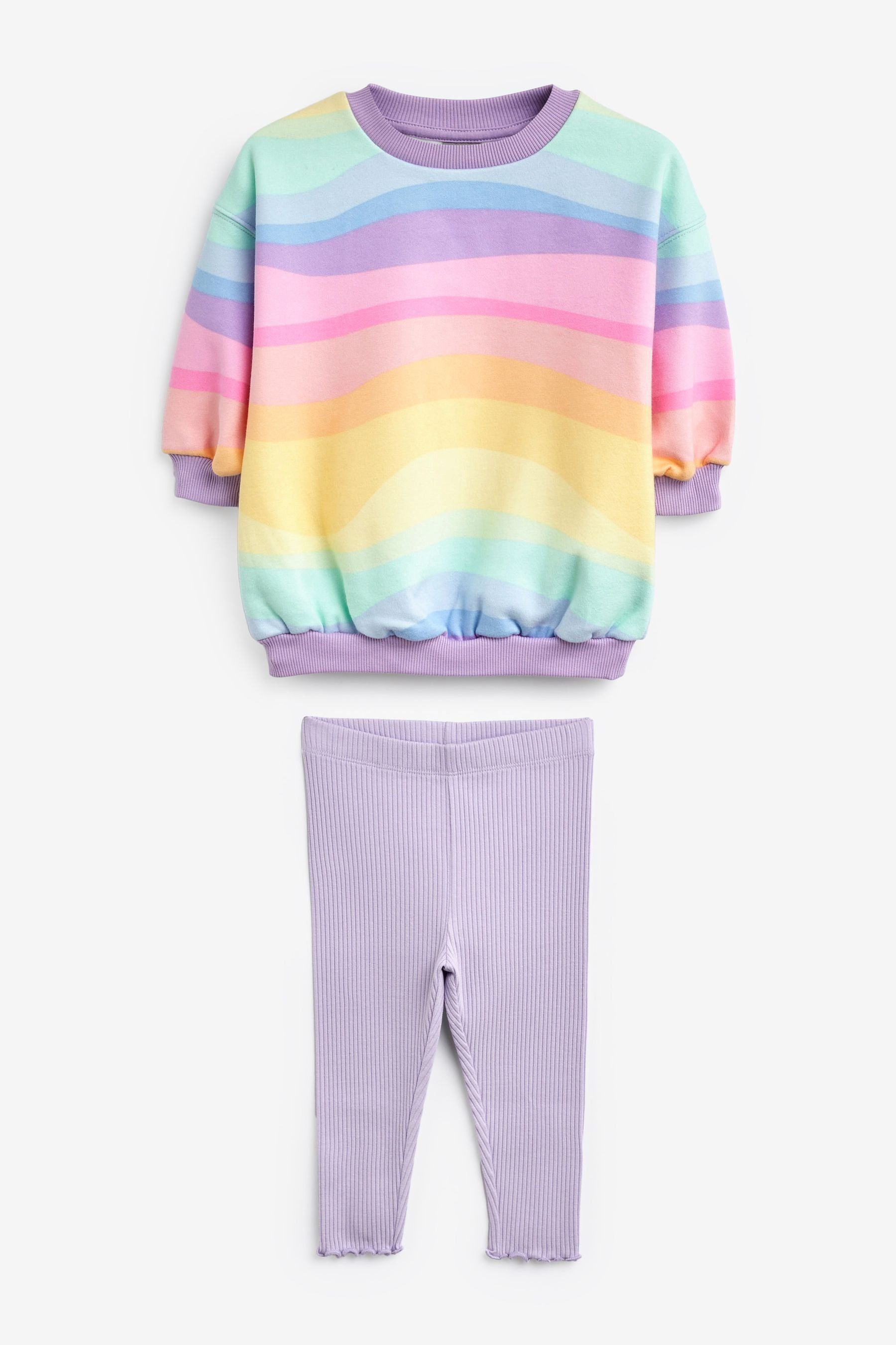 und Next Rainbow Set Leggings Shirt im Bedrucktes Sweatshirt Leggings (2-tlg) &