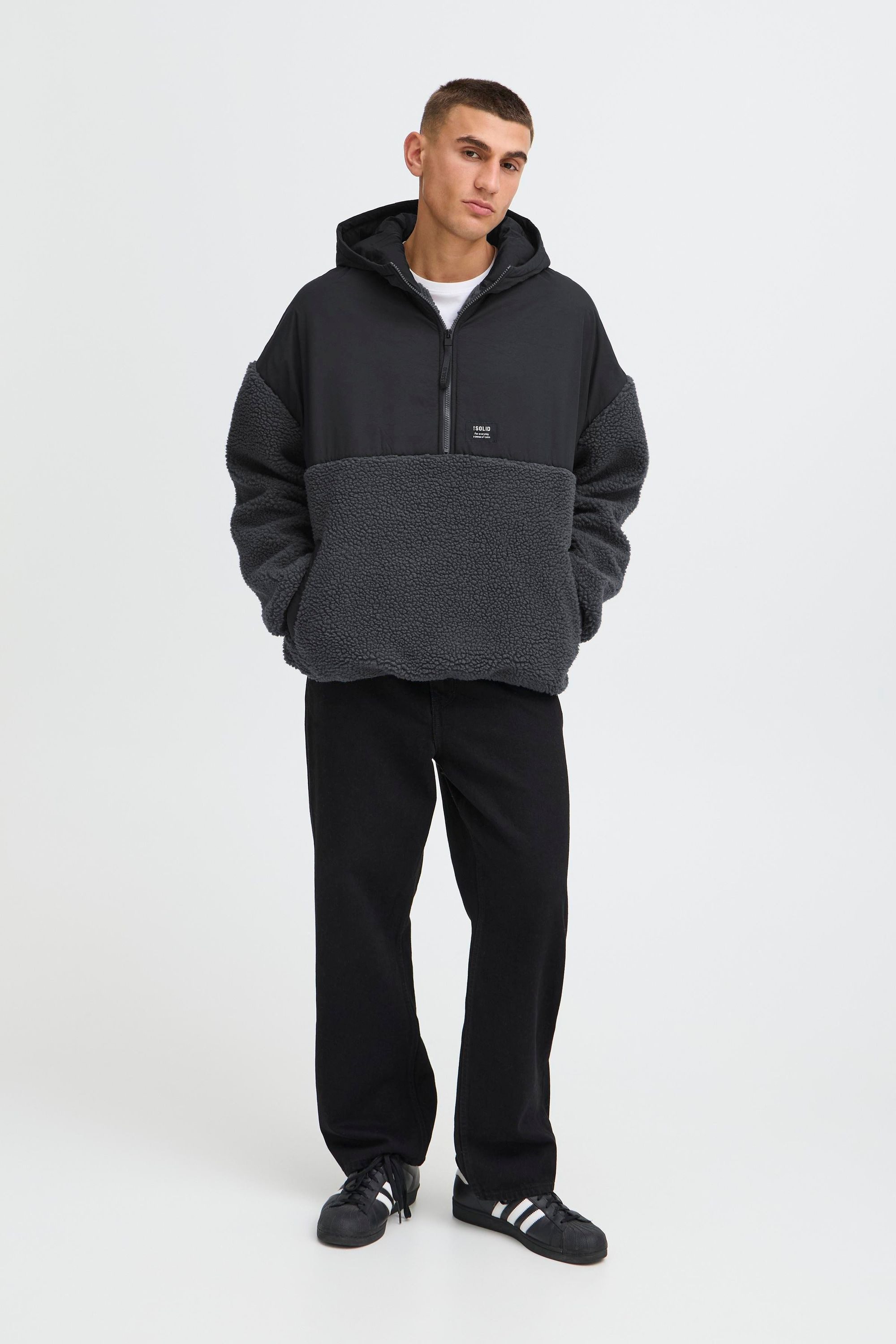 !Solid Kapuzenpullover SDMarco Kuscheliger Teddy Halfzip-Hoodie mit Eingrifftaschen