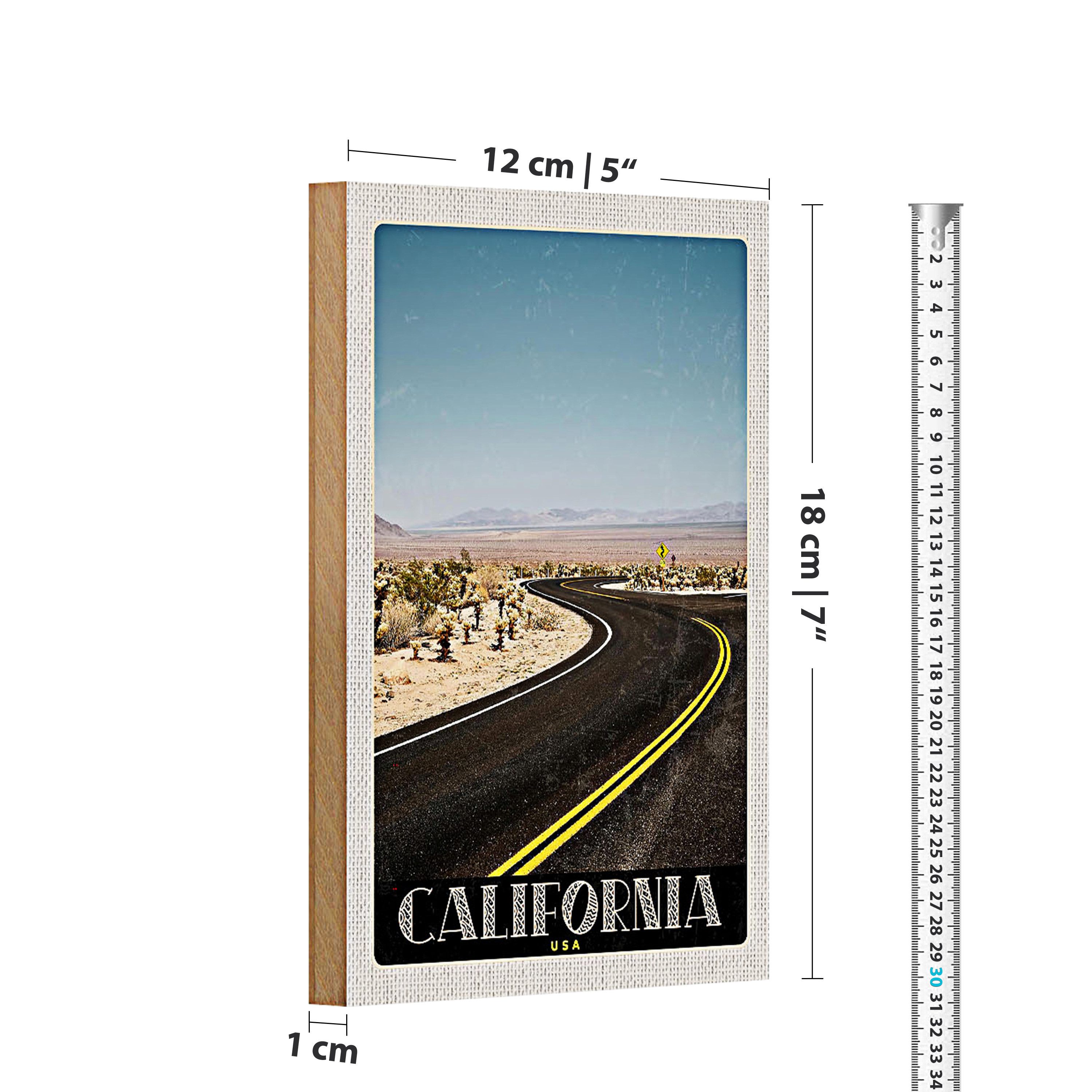 Roomando Holzbild Reise 12x18cm California Amerika Strand Straße Wüste