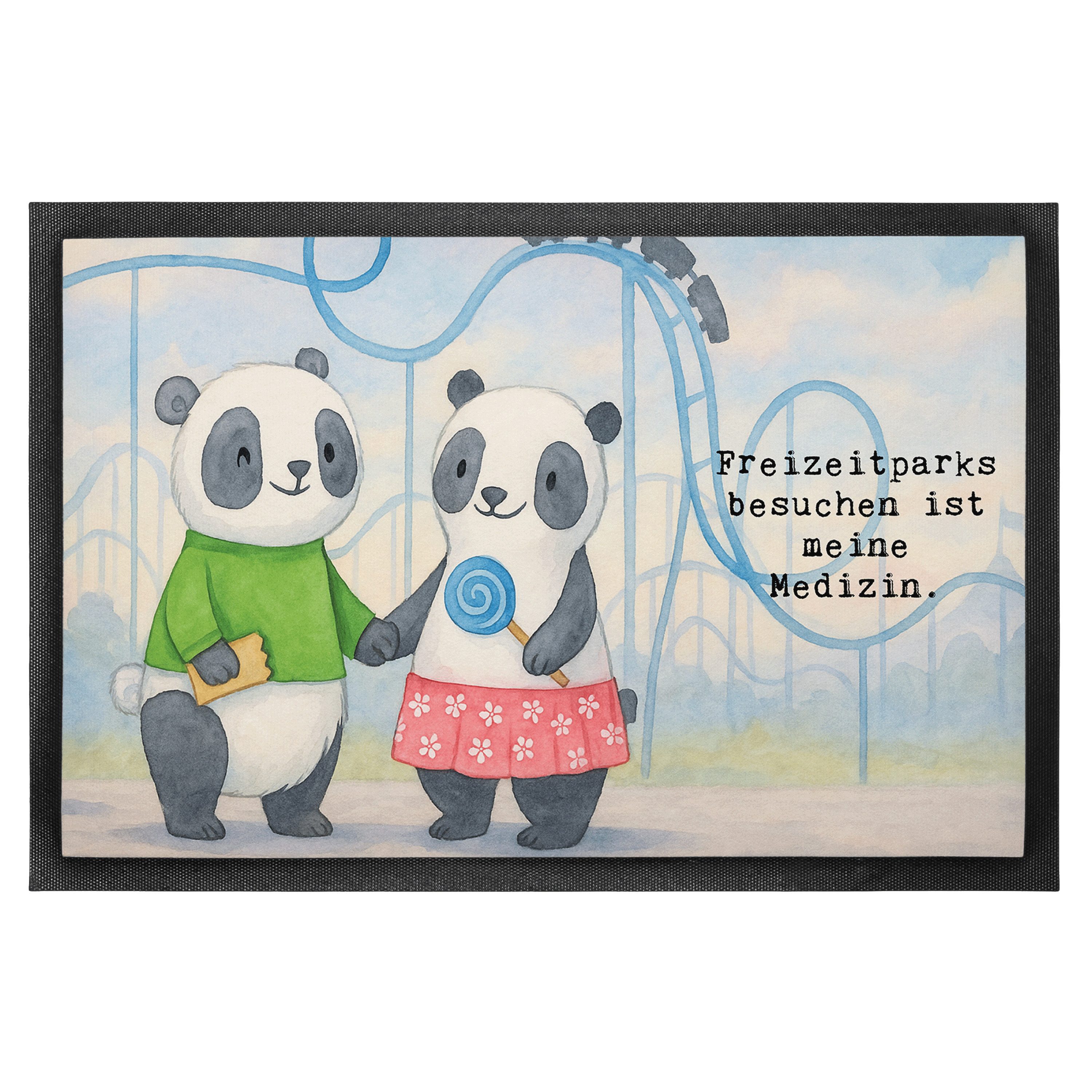 Mr. & Mrs. Panda Fußmatte Pandas Freizeitpark besuchen Design, fußmatte 40 x 60 cm, Weiß, Türvo, Höhe: 40 mm