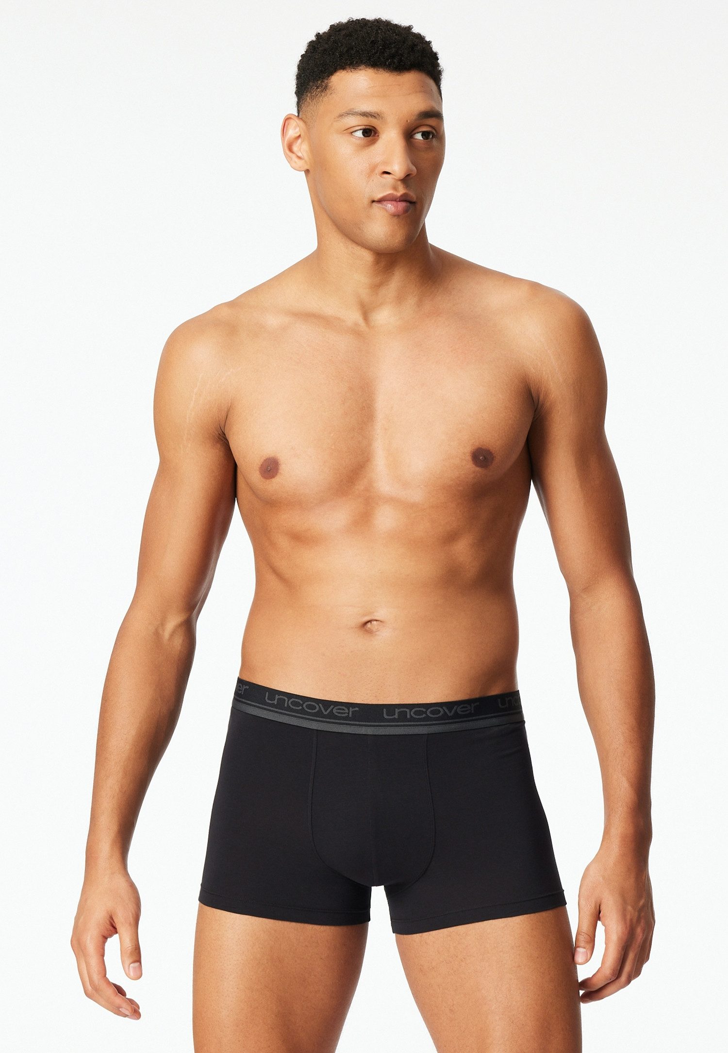 uncover by SCHIESSER Boxer Uncover Cotton (5er Pack) ohne Eingriff, elastisch, Single Jersey, Logo-Bund