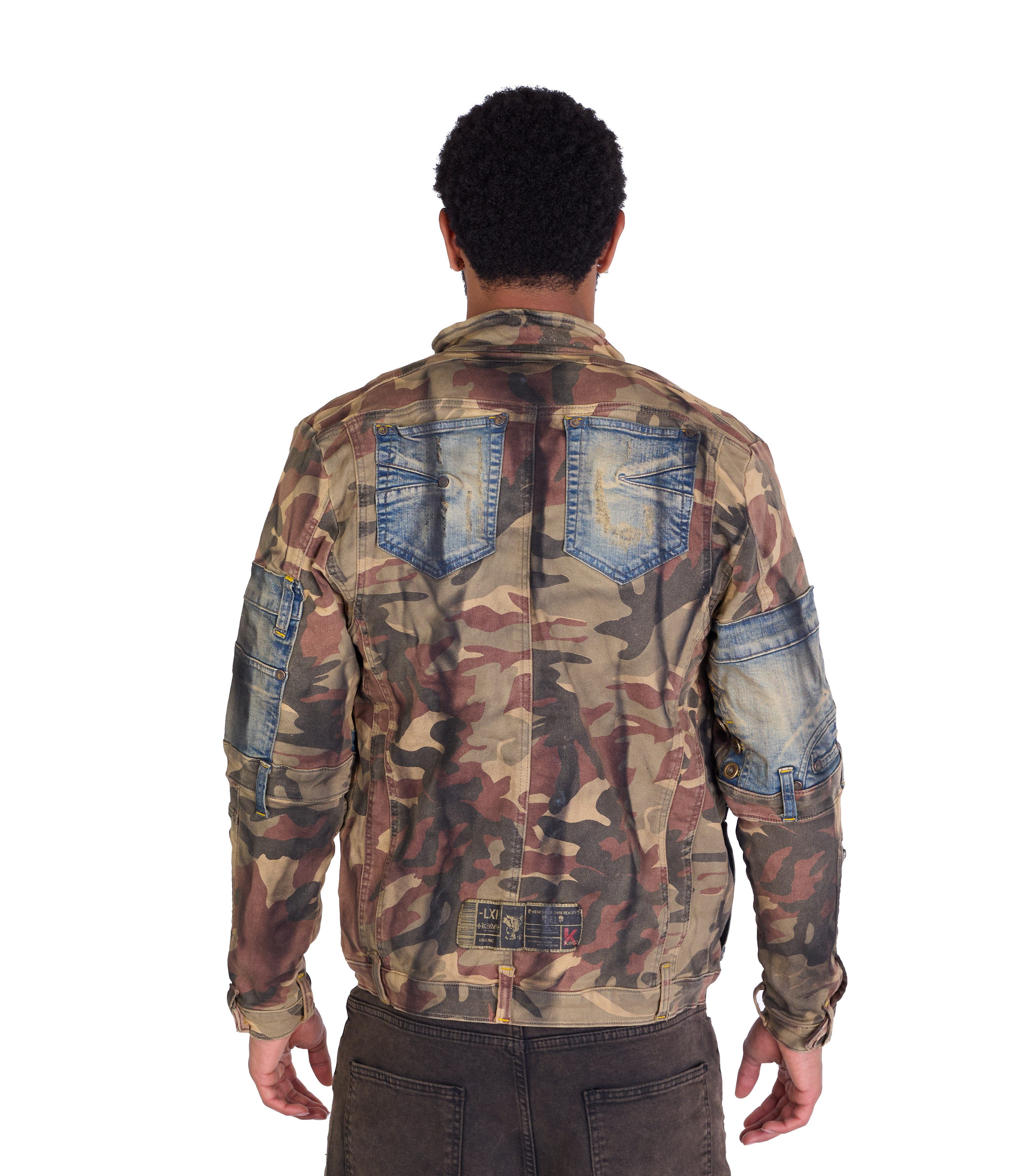KINGZ Jeansjacke KINGZ Herren Patchwork Designerjacke