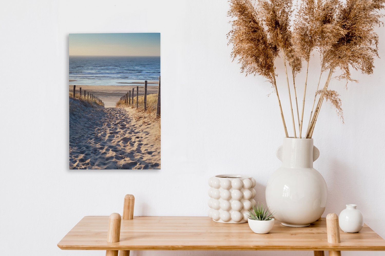 OneMillionCanvasses® Leinwandbild Sand - Strand - Düne - Meer - Sommer, (1 St), Leinwandbild fertig bespannt inkl. Zackenaufhänger, Gemälde, 20x30 cm